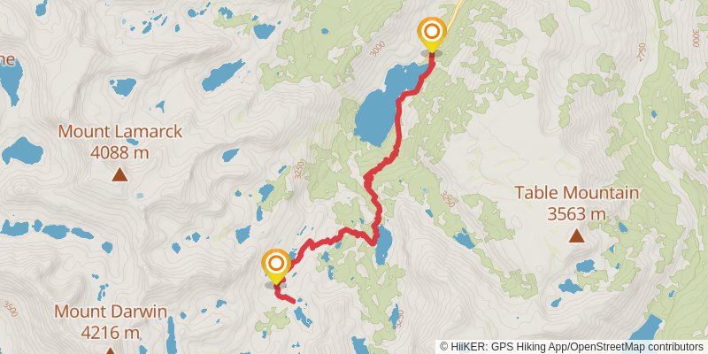 Topsy Turvy Lake, Dingleberry Lake and Blue Lake via Lake Sabrina Trail stage 2 Map