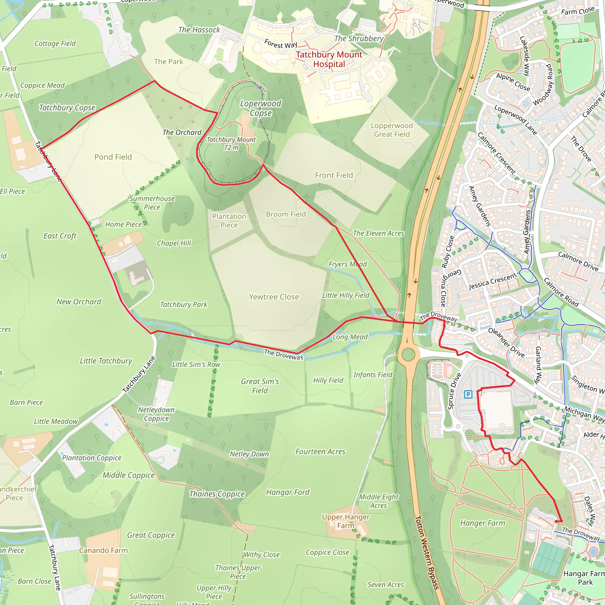 Tatchbury Mount mobile static map