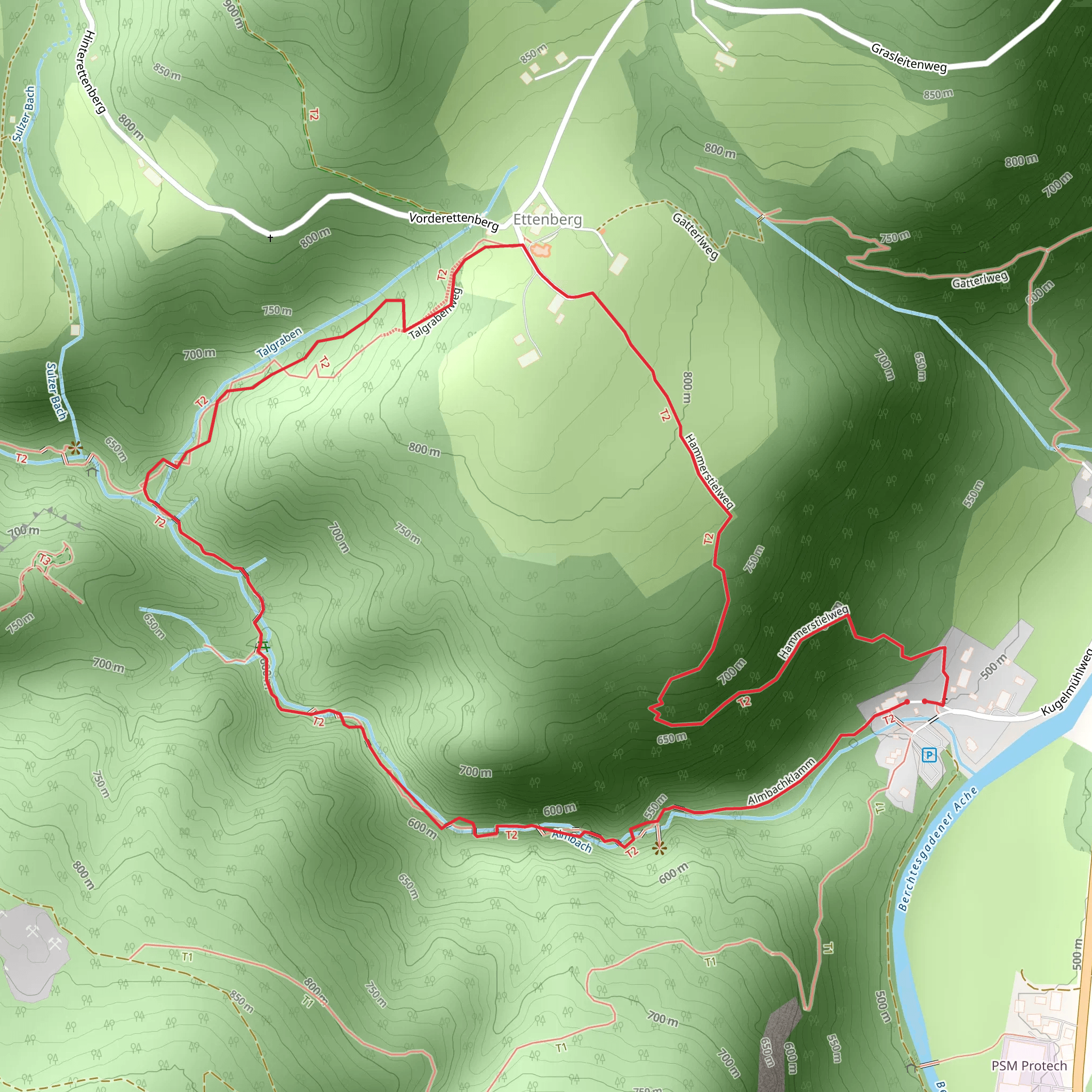 Almbachklamm and Hammerstielweg Loop mobile static map