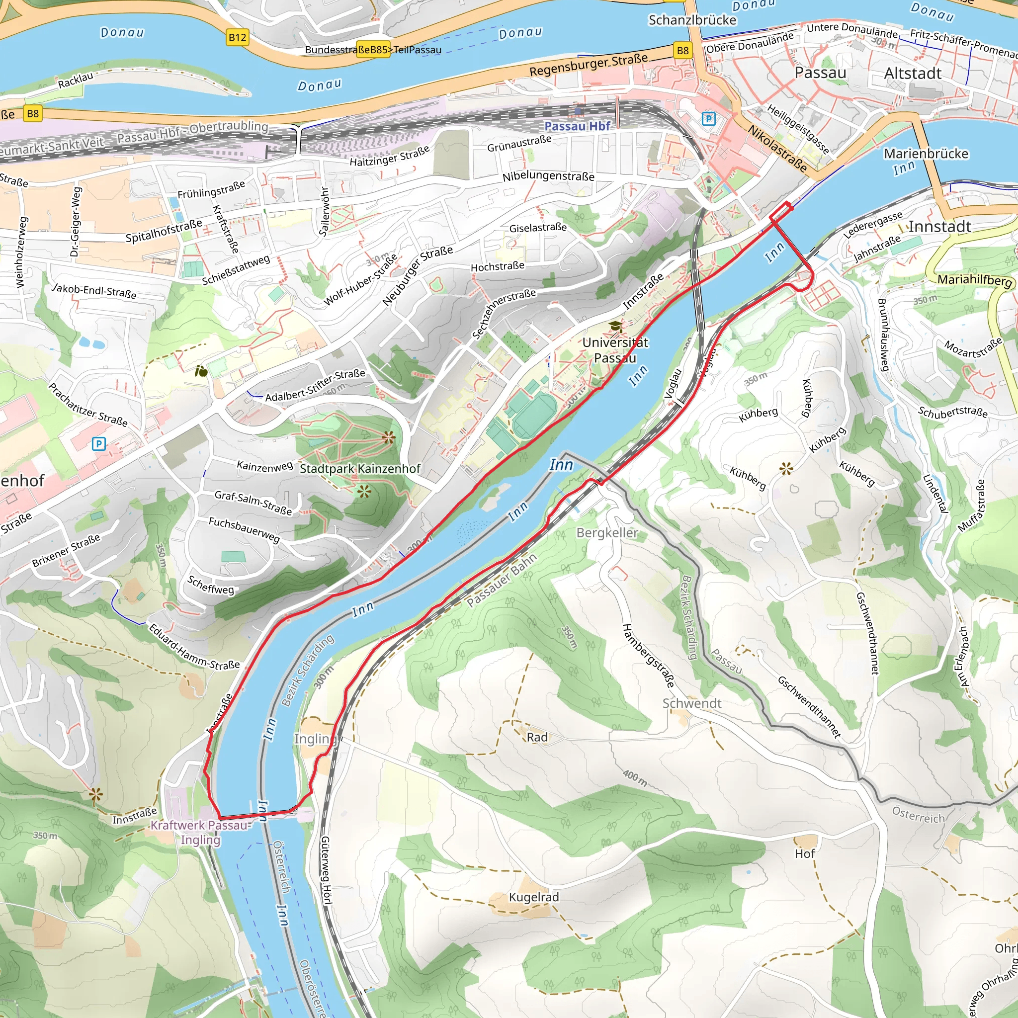 Inn Loop via Jakobsweg Boehmen Bayern Tirol mobile static map