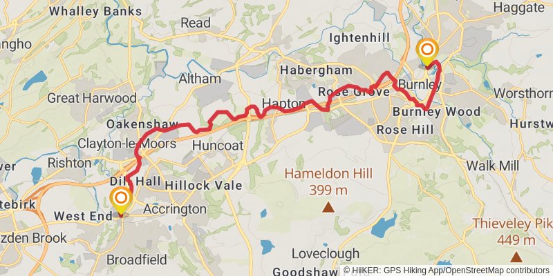 Leeds and Liverpool Canal Walk stage 5 Map