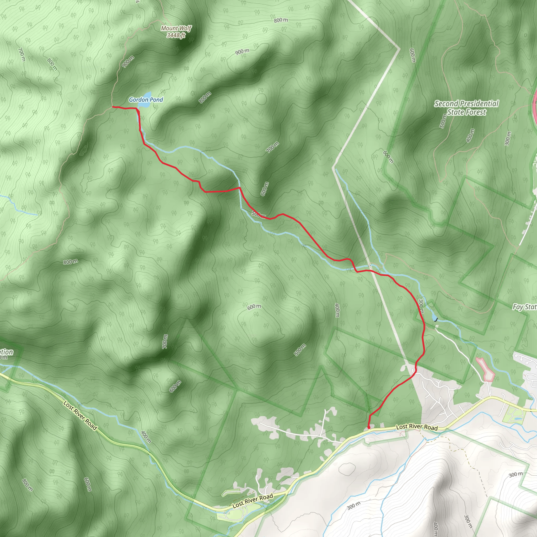 Gordon Pond Trail via Lost River Road mobile static map