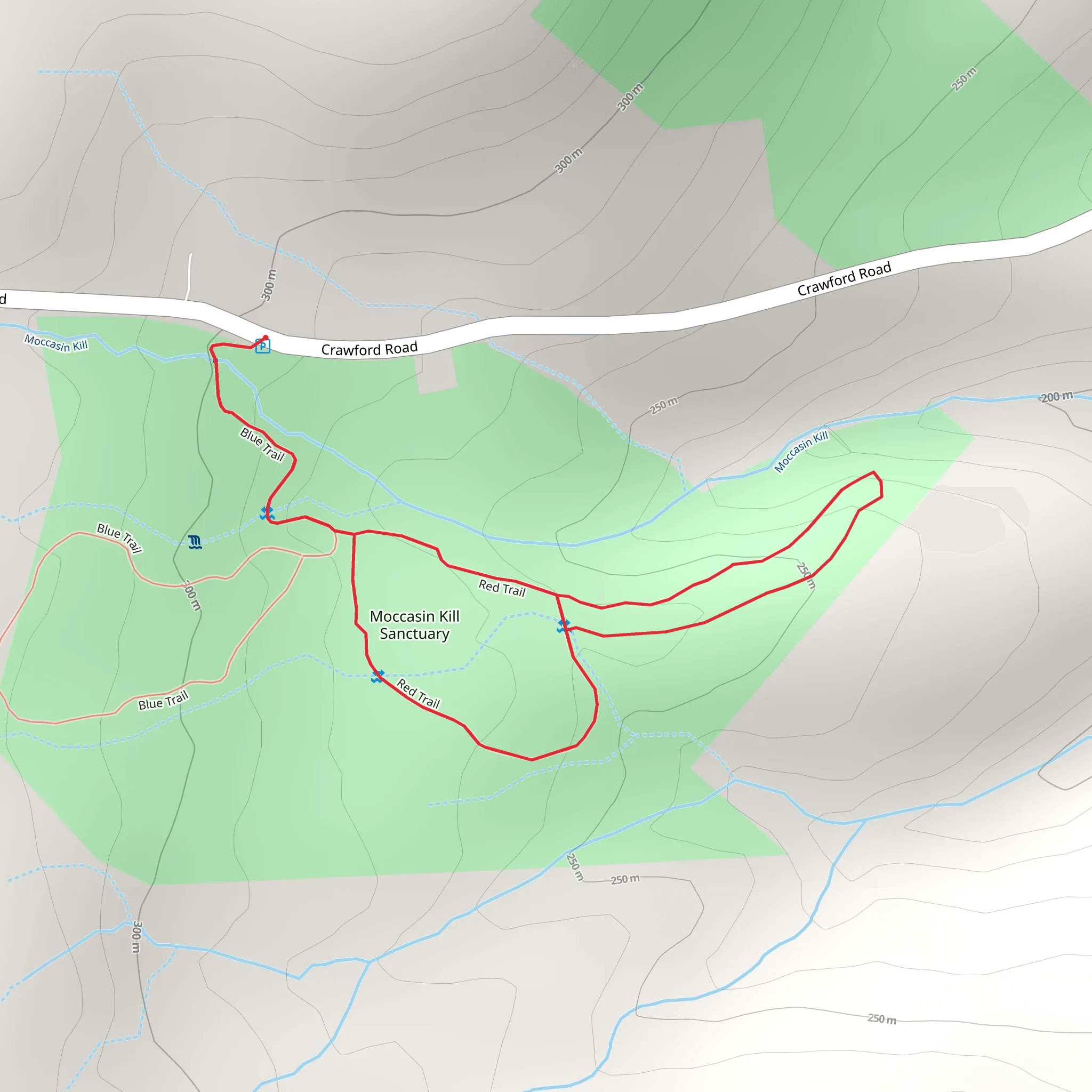 Blue Trail and Red Trail Loop - Moccasin Kill Sanctuary Loop mobile static map