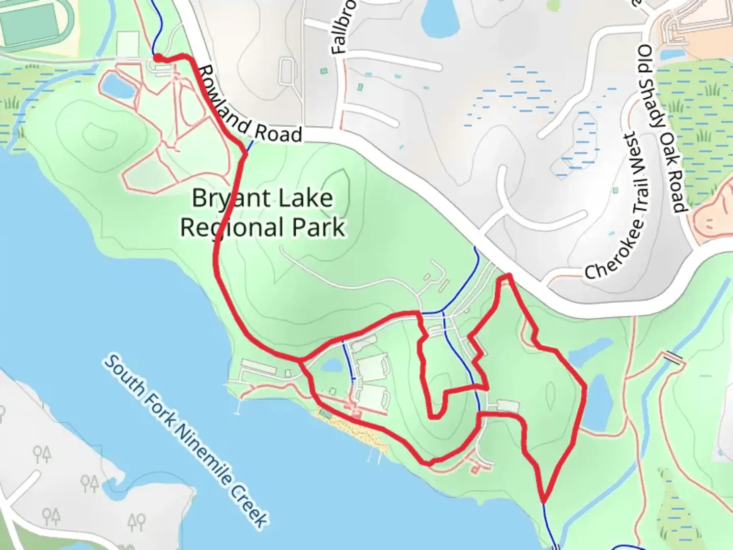 An image depicting the trail Bryant Lake Regional Park Loop and its surrounding area.