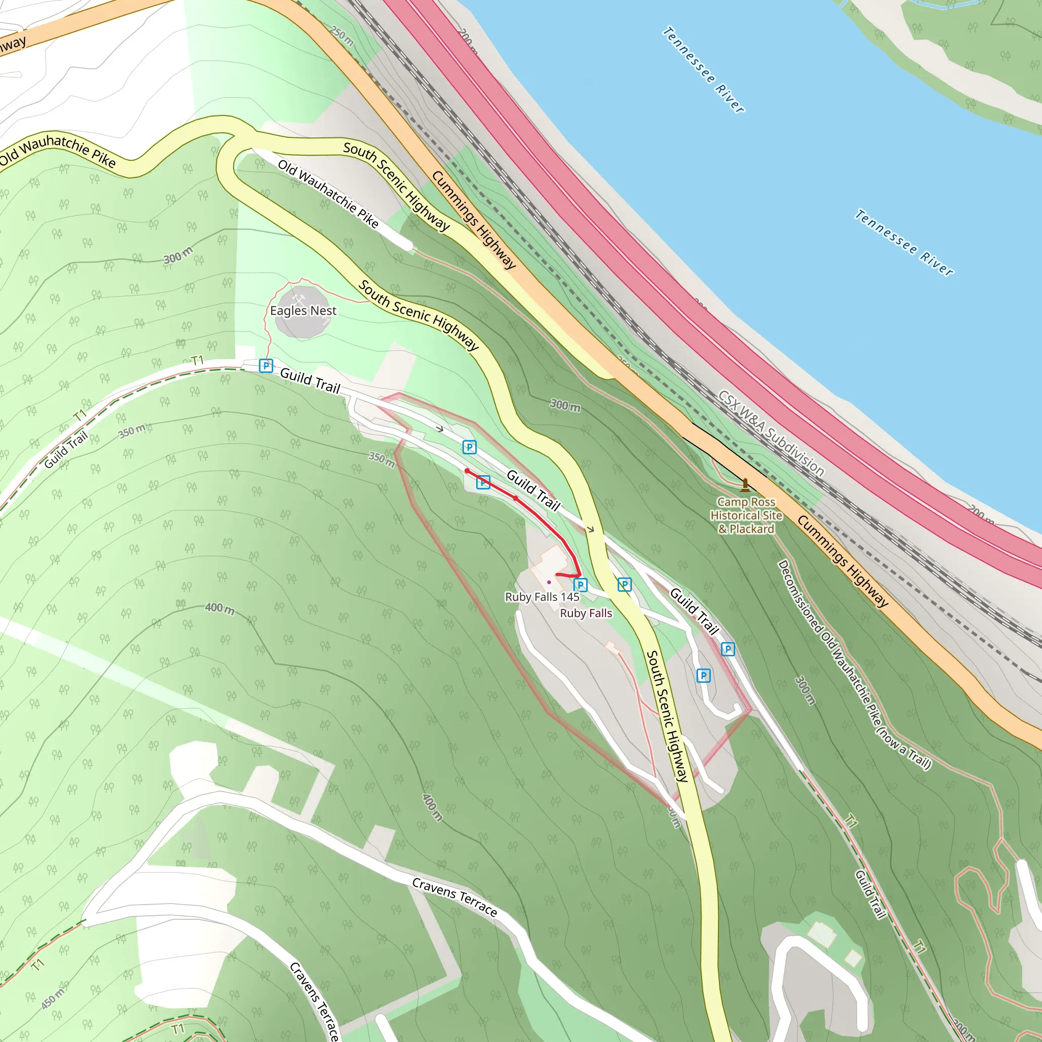 Ruby Falls mobile static map