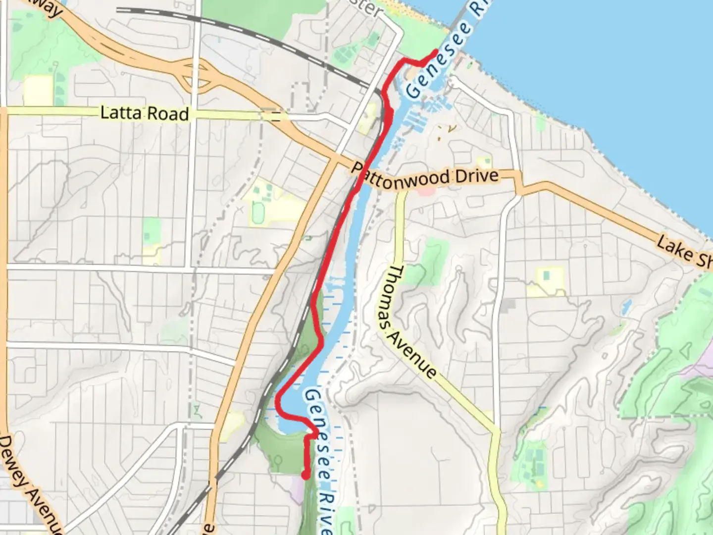 An image depicting the trail Genesee Riverway Trail and its surrounding area.