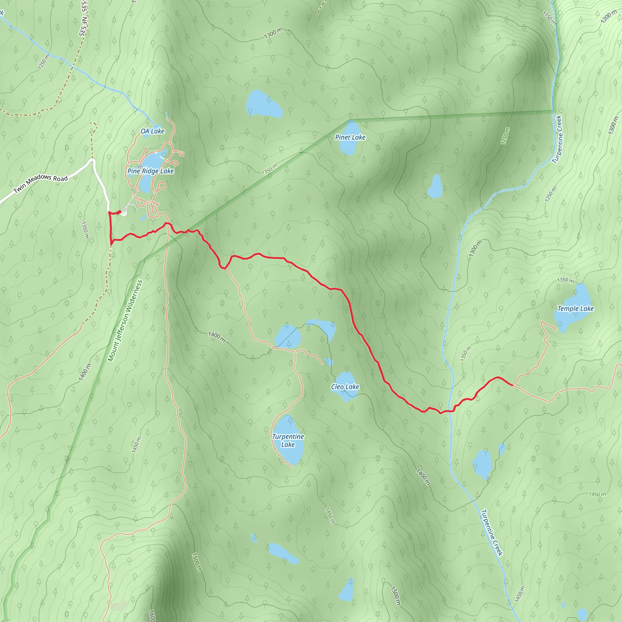 Pine Ridge Trail from Camp Pioneer mobile static map