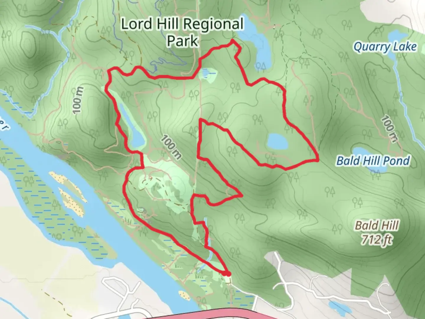 An image depicting the trail Quarry Trail and Sherwood Forest Loop and its surrounding area.