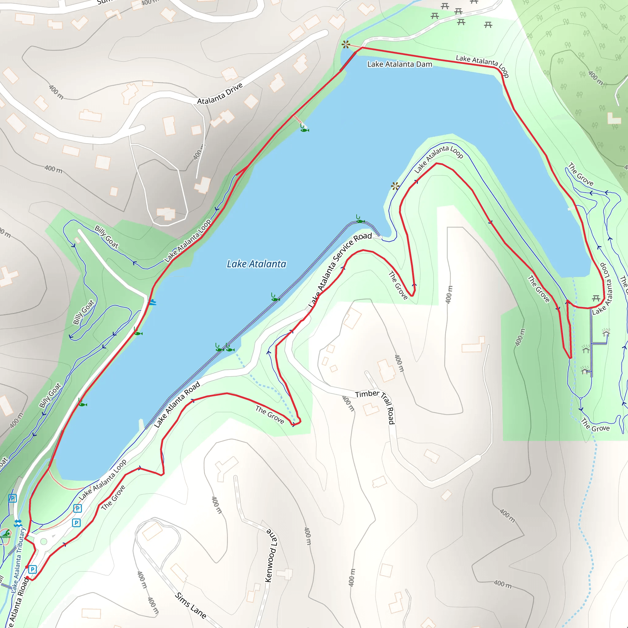 Lake Atalanta Loop - Short mobile static map