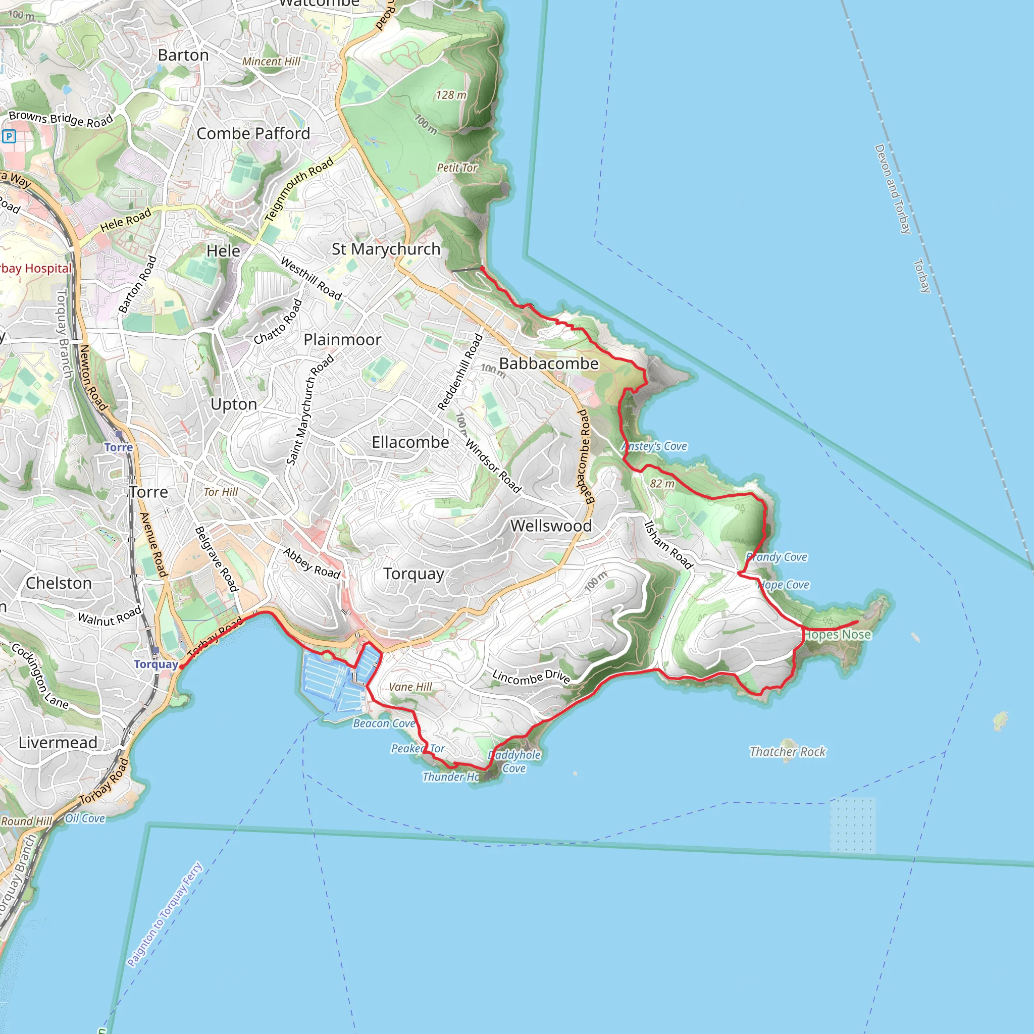 Torquay to Babbacombe mobile static map