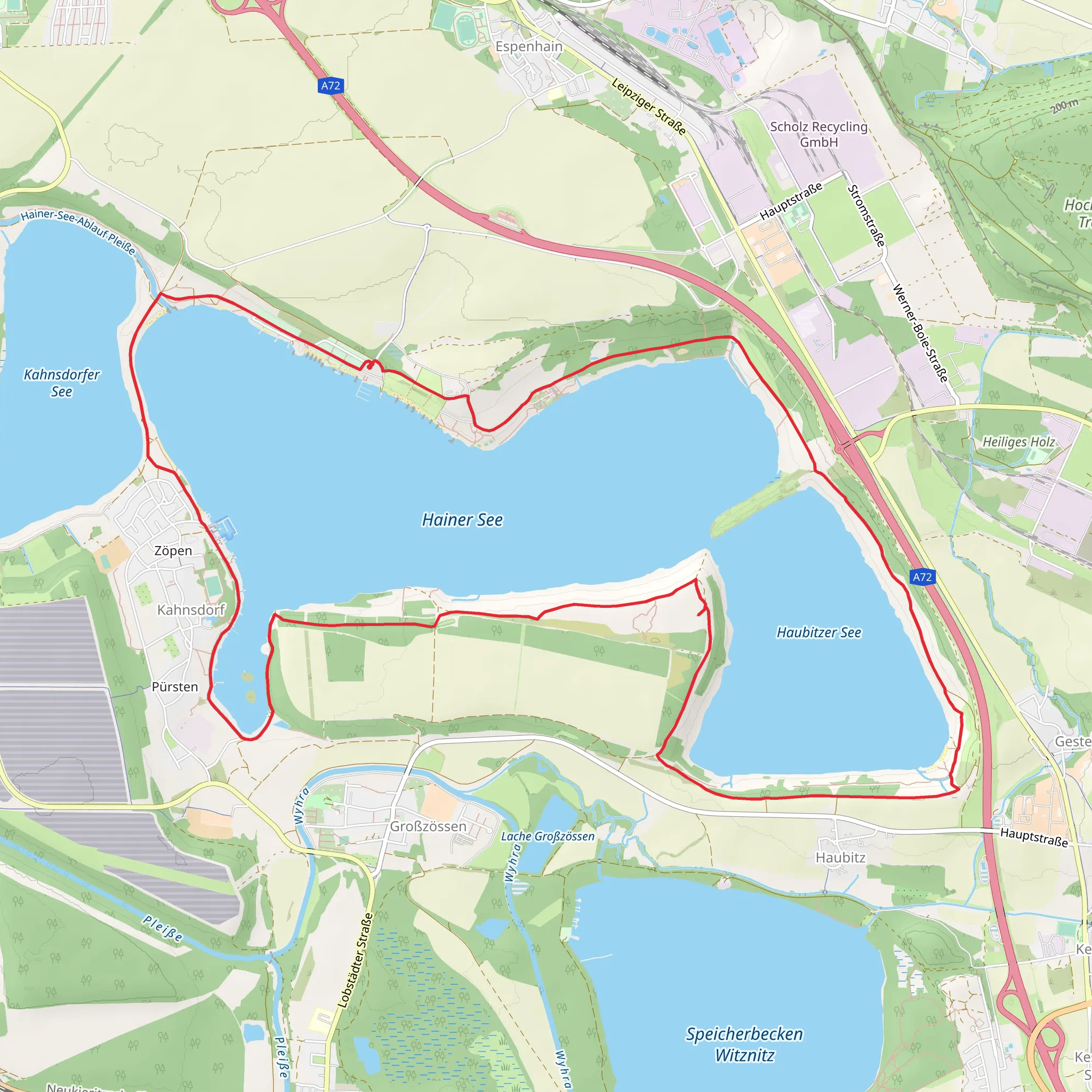 Hainer See and Haubitzer See Loop mobile static map