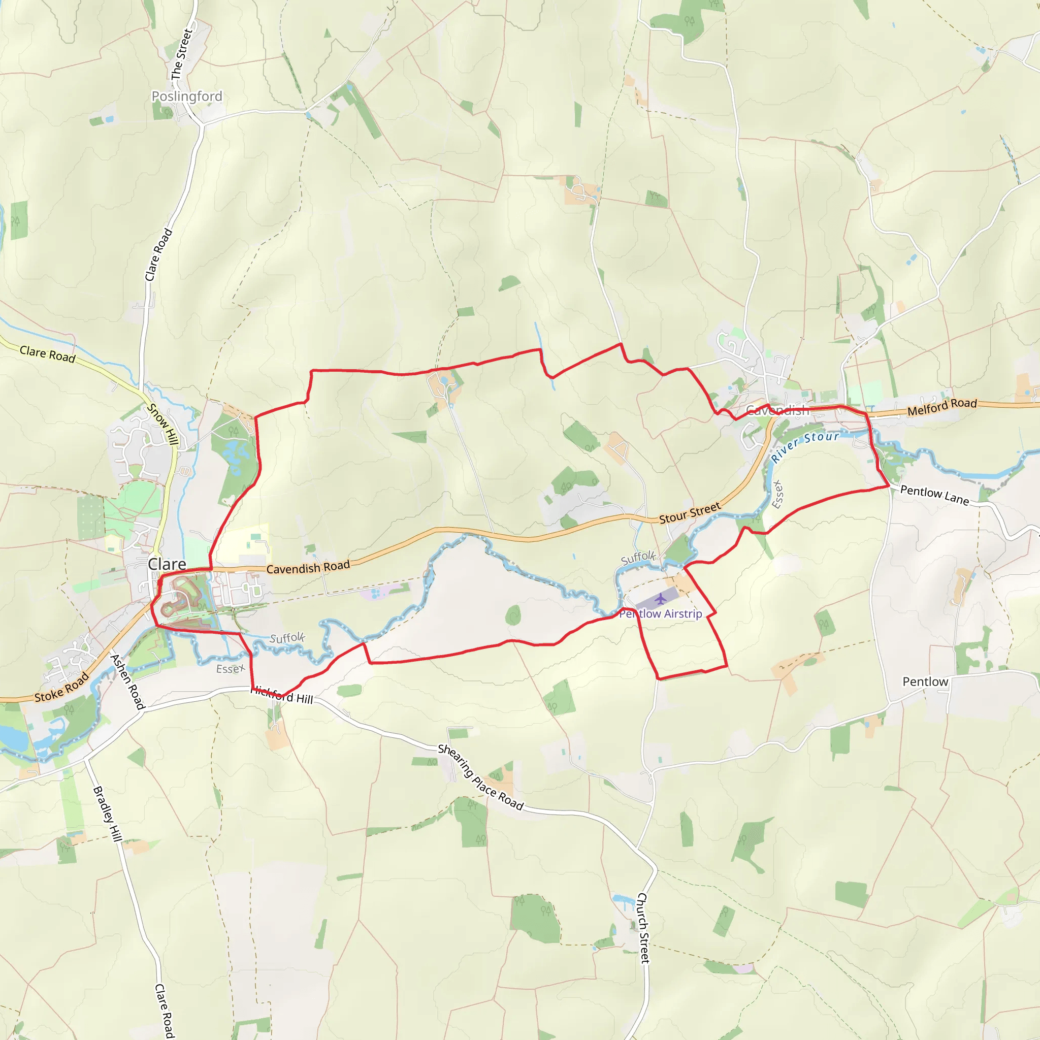 Clare and Cavendish Circular mobile static map
