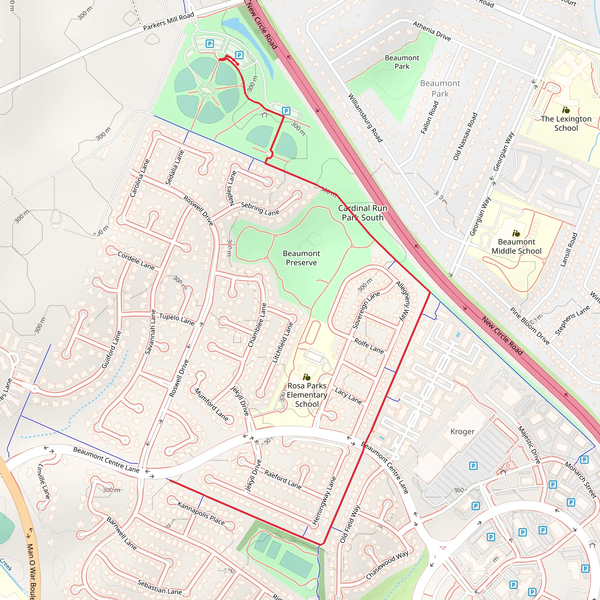 Cardinal Run Park South Walk mobile static map