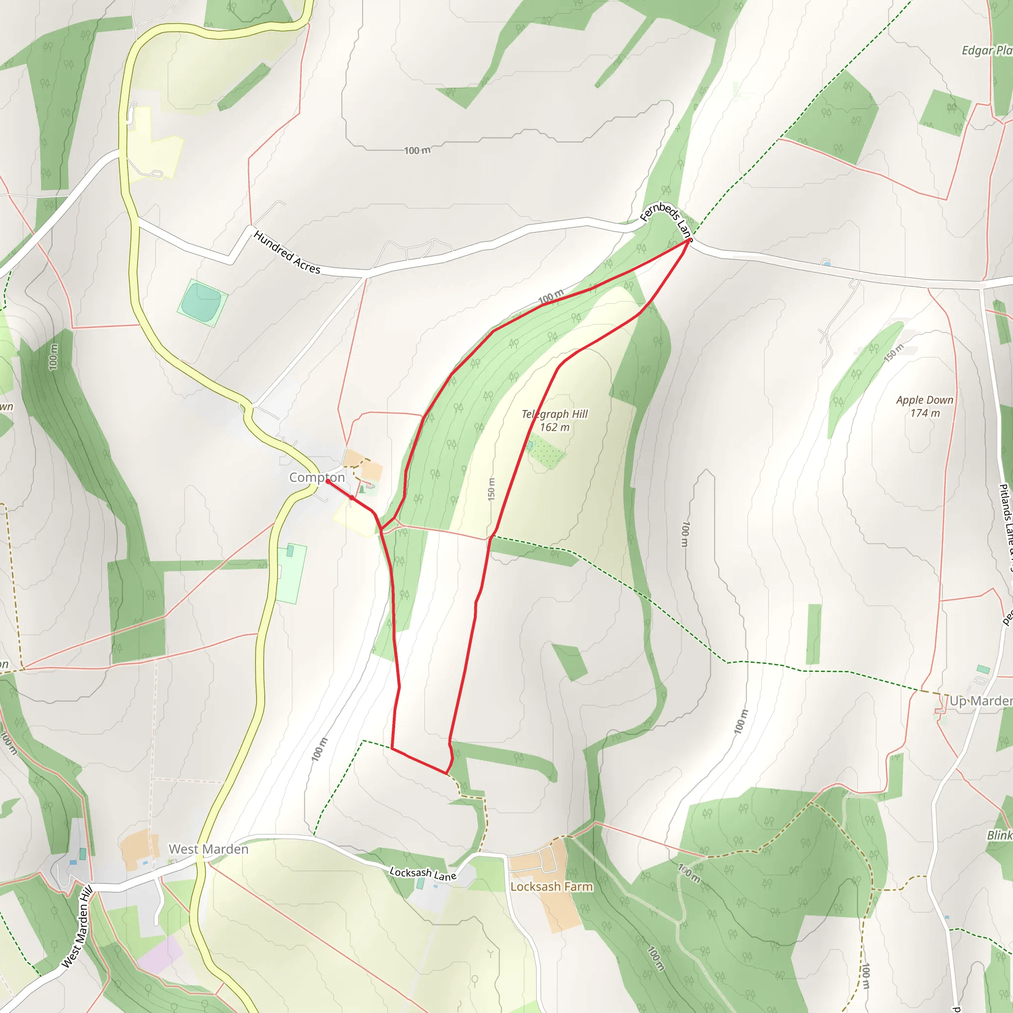 Compton to Telegraph Hill mobile static map