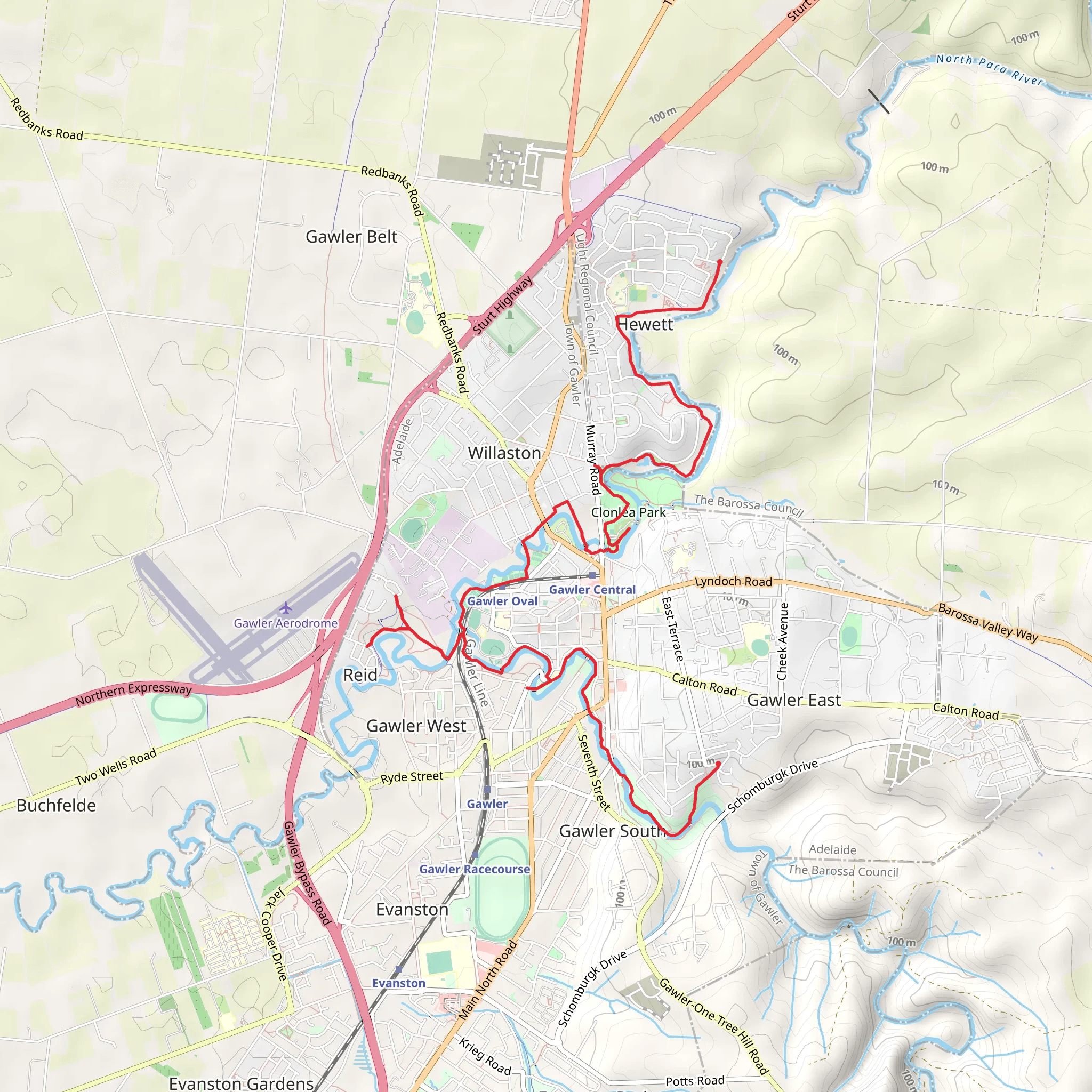 The Gawler Rivers Track mobile static map