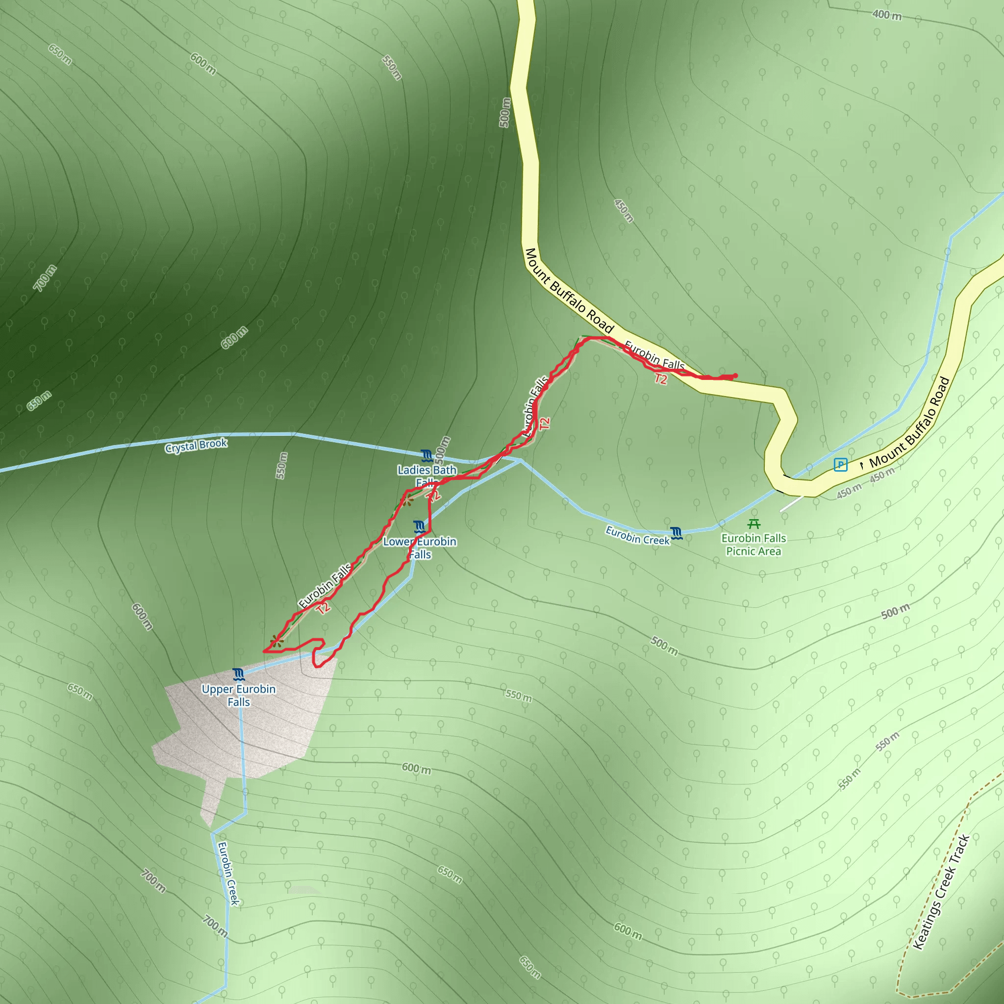 Eurobin Falls Trail mobile static map