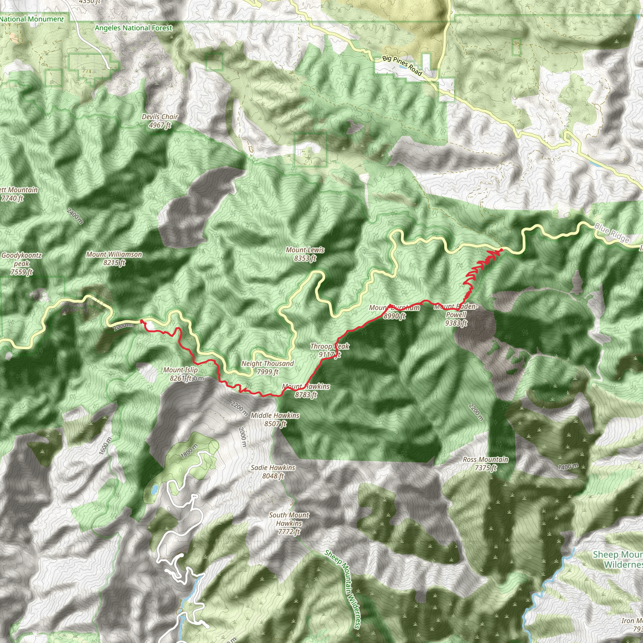 Islip Saddle to Vincent Gap via PCT mobile static map