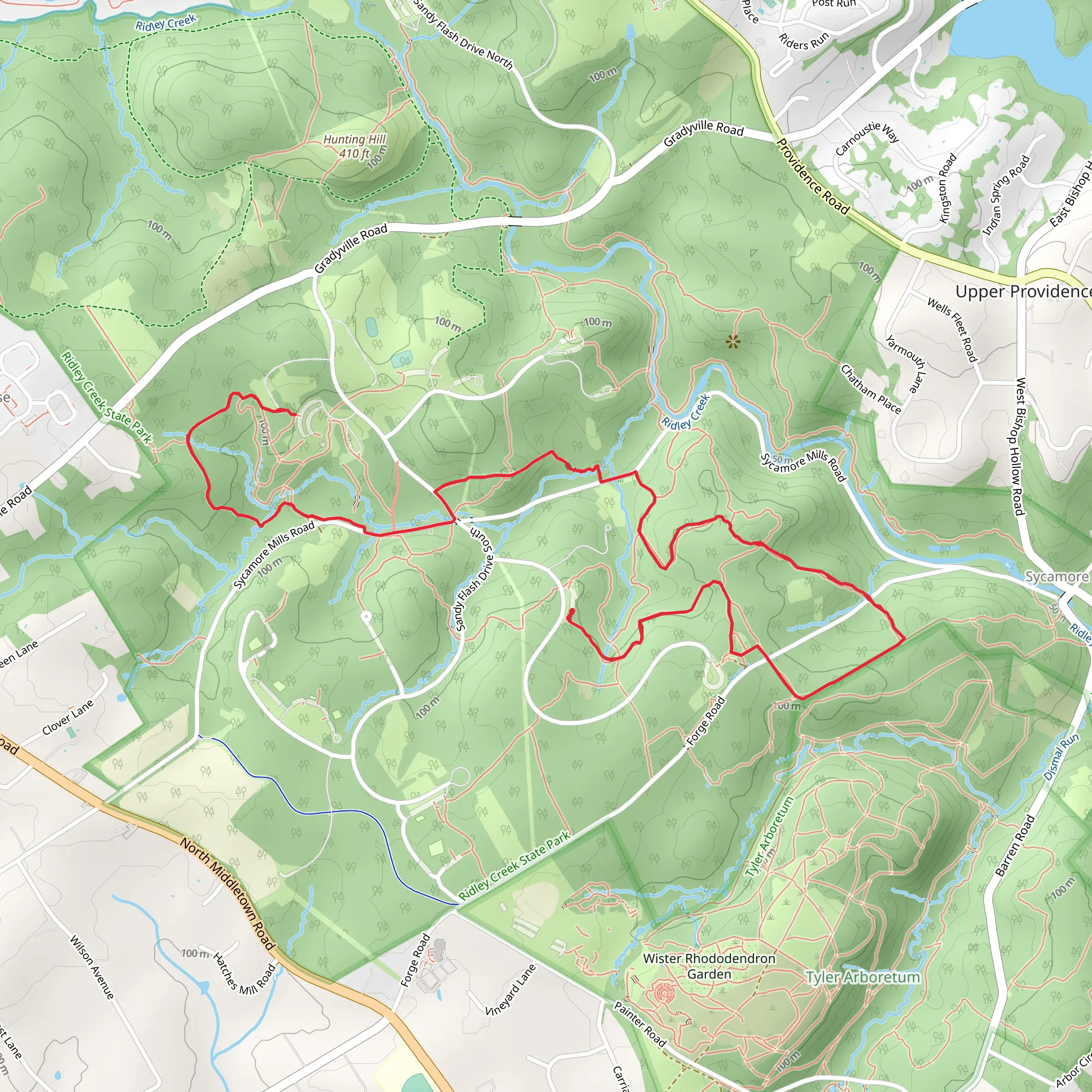 Ridley Creek Yellow Trail Loop mobile static map