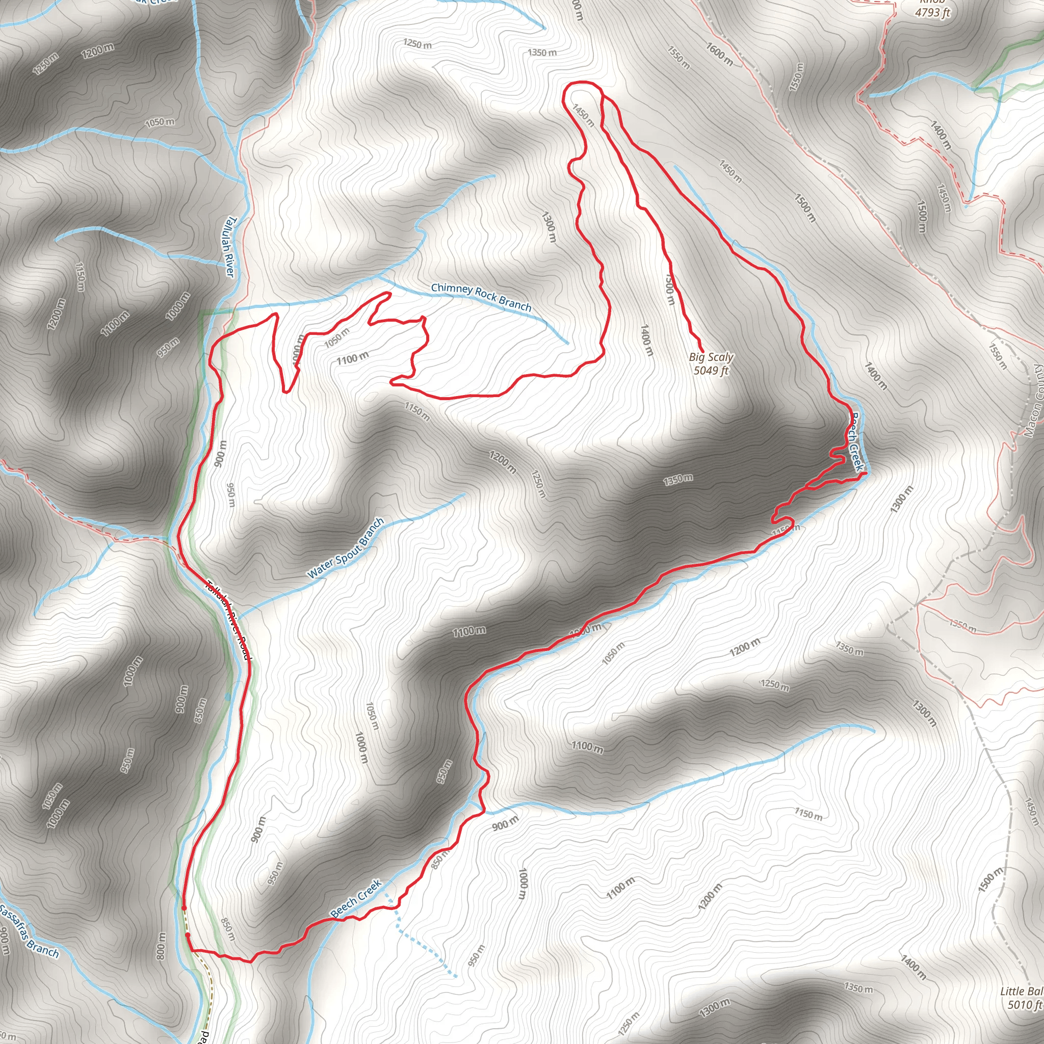 Beech Creek, Big Scaly and Tallulah River Road Loop Trail mobile static map