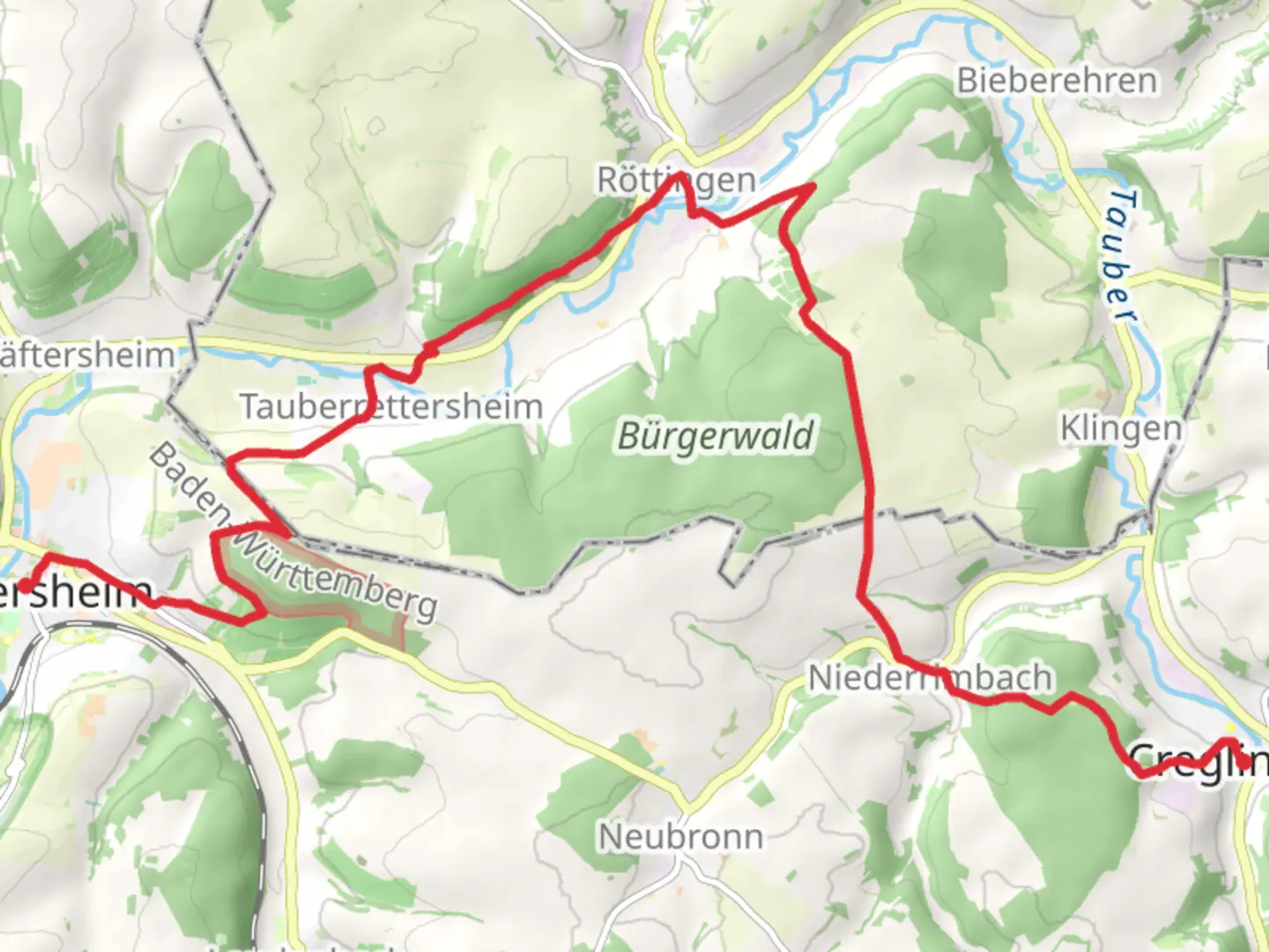 An image depicting the trail Wweikersheim to Creglingen Walk and its surrounding area.