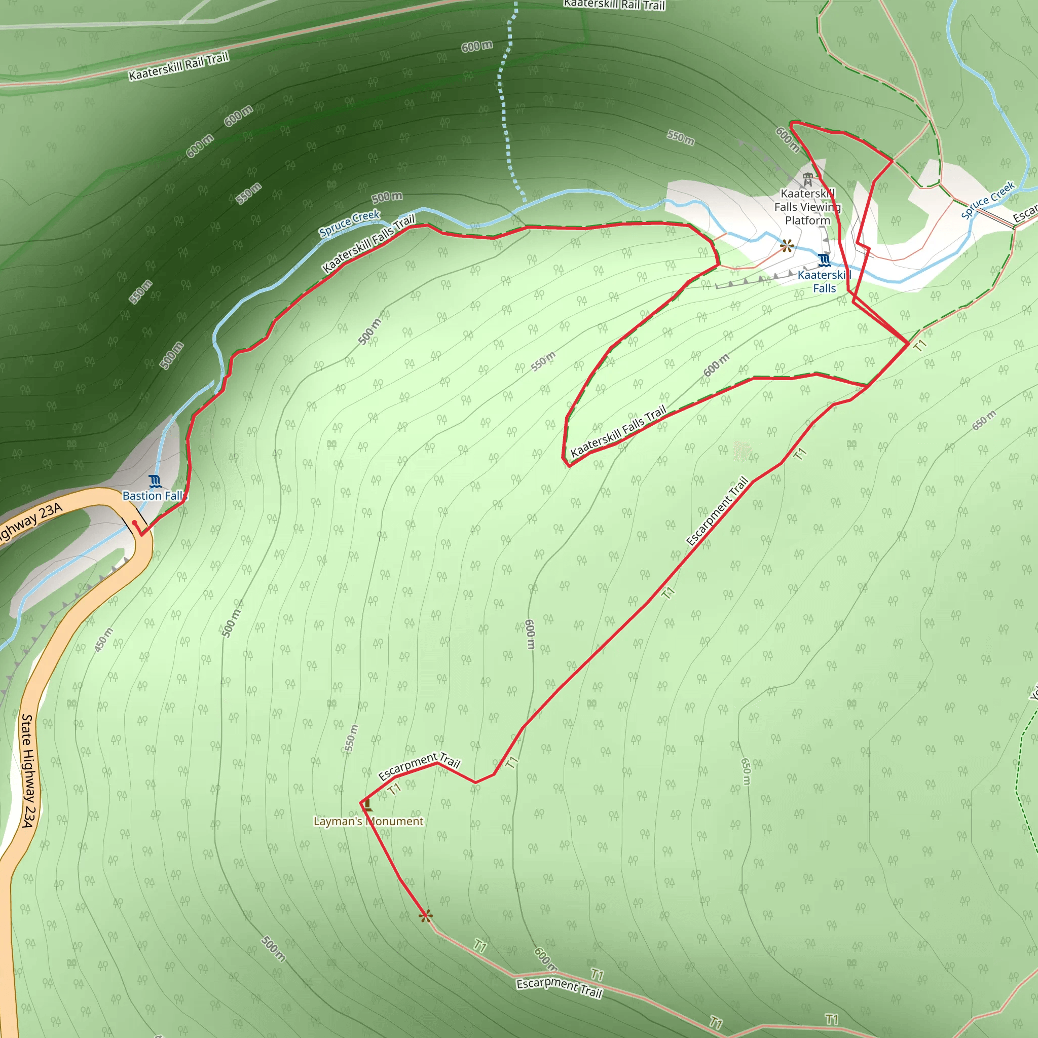 Pruce Creek and Kaaterskill Falls Trail mobile static map