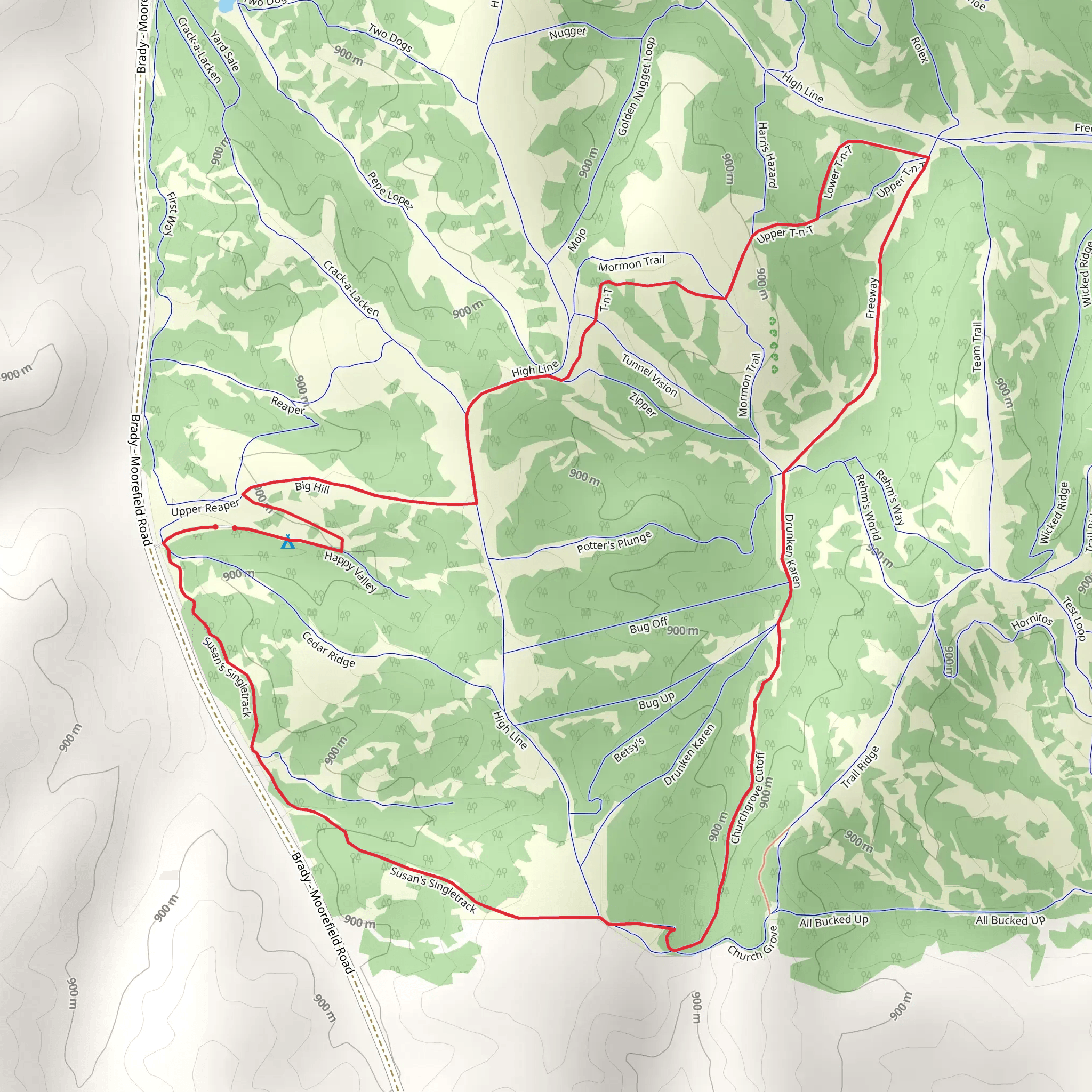 Upper T n T and Susan's Singletrack Loop mobile static map