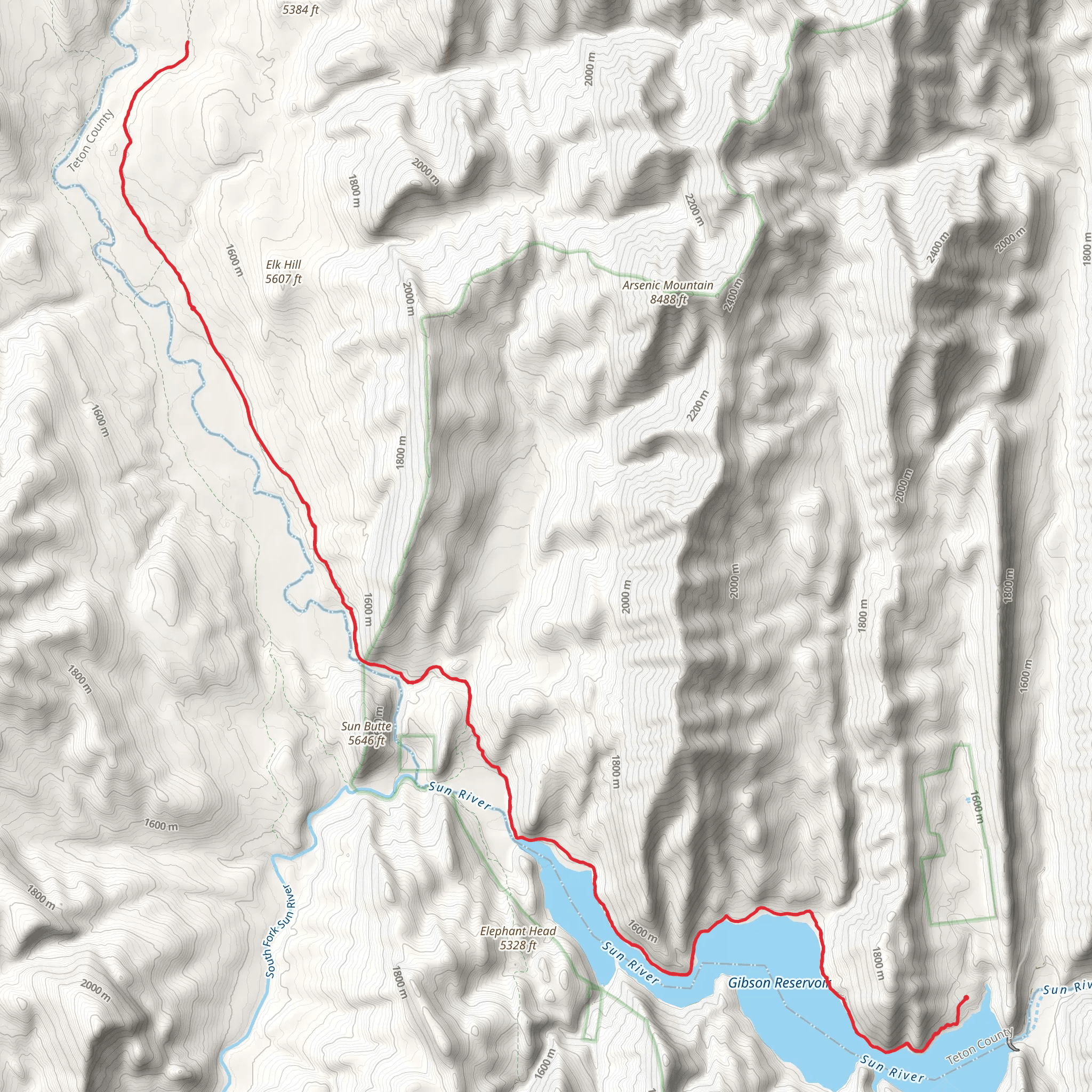 North Fork Sun River Trail mobile static map