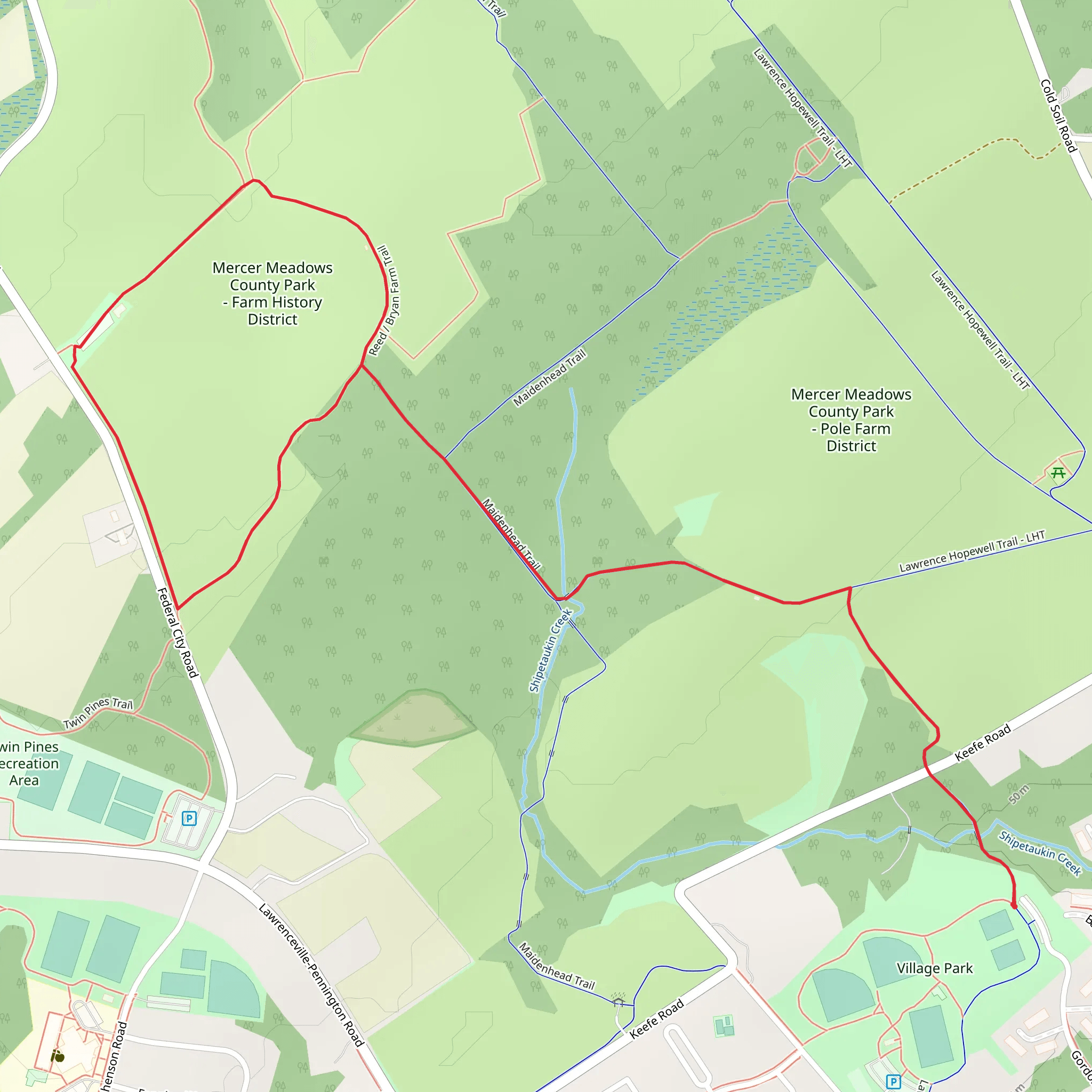 Reed - Bryan Farm Trail and Lawrence Hopewell Loop Trail mobile static map