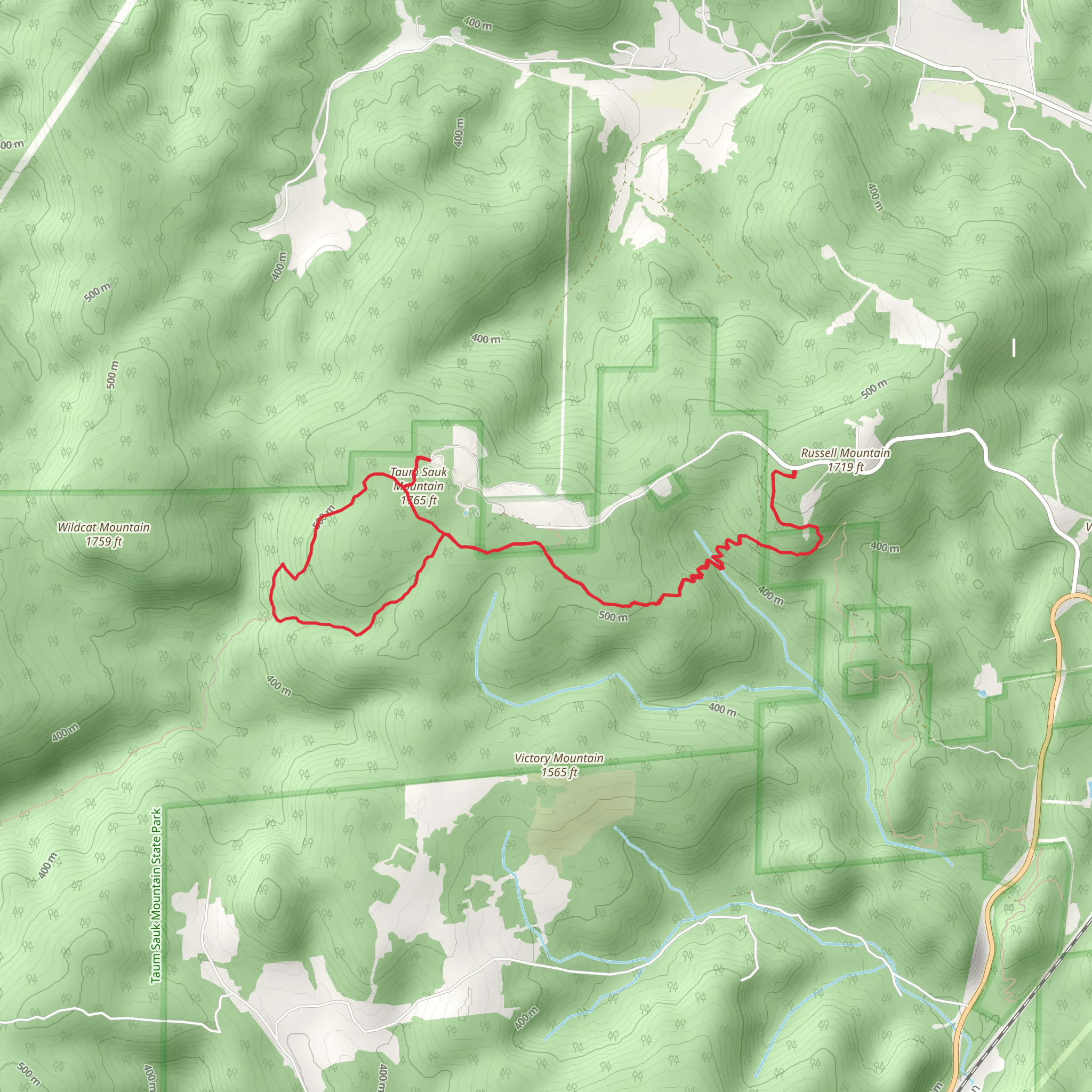 Taum Sauk Mountain - Mina Sauk Falls - Taum Sauk Section- Ozark Loop Trail mobile static map