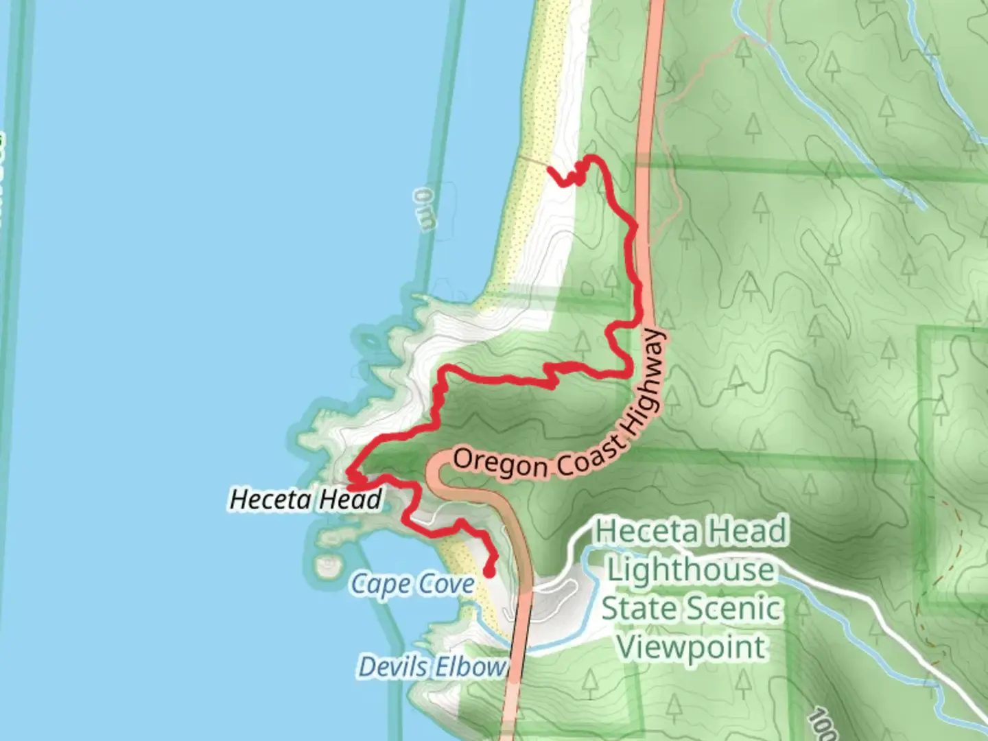 An image depicting the trail Heceta Head Trail and its surrounding area.