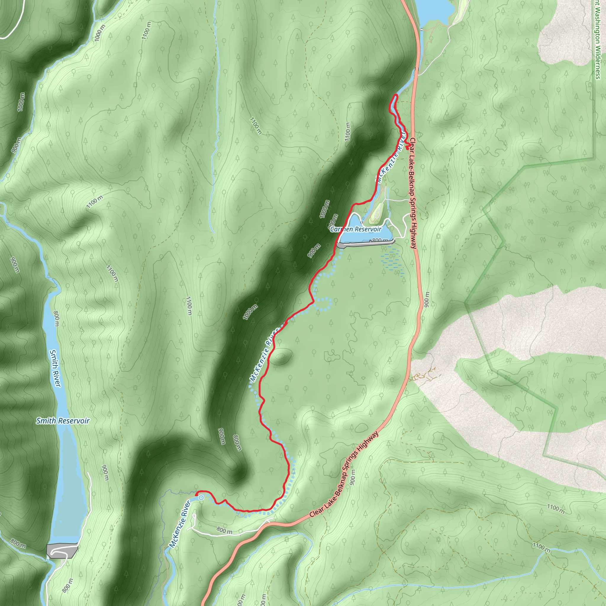 Tamolitch Blue Pool via McKenzie River Trail - Long mobile static map