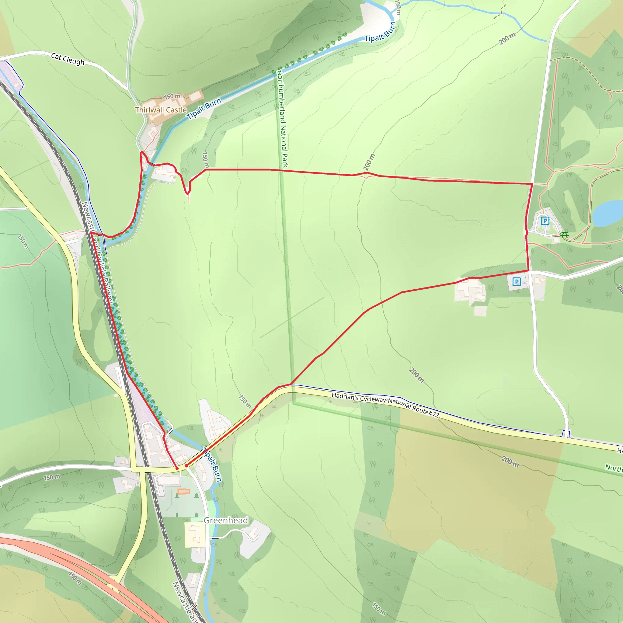 Thirlwall Castle Walk mobile static map