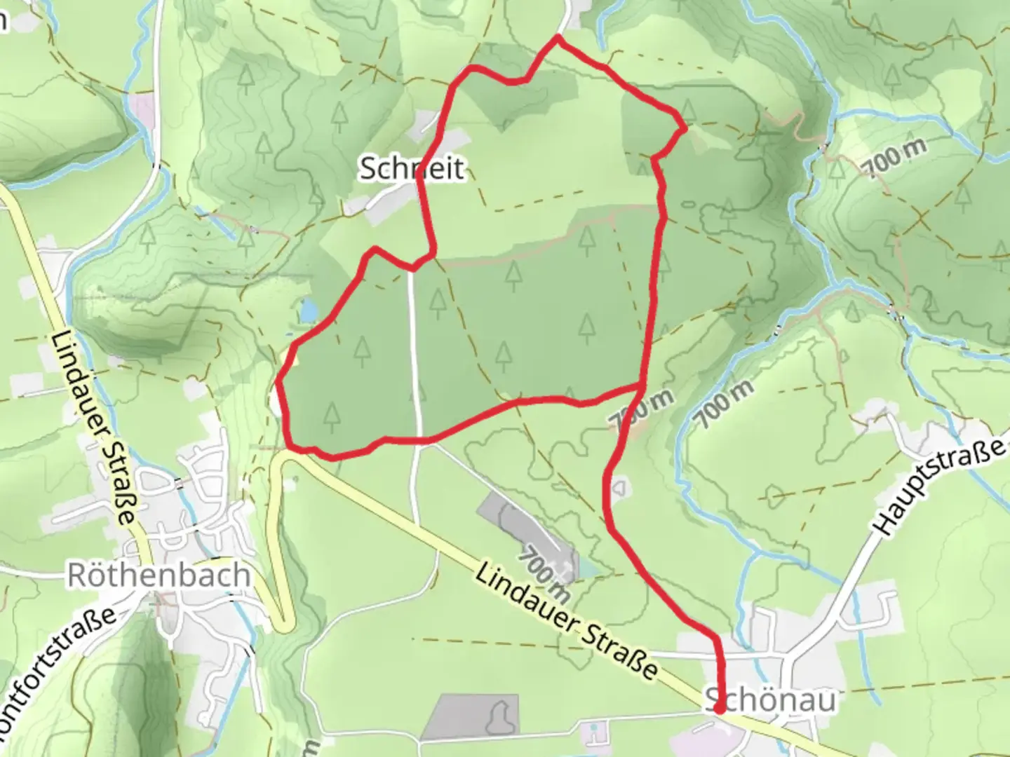 An image depicting the trail Schneitholz Loop and its surrounding area.