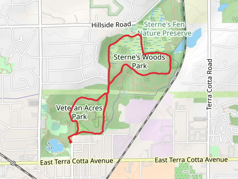 Veteran Acres Park and Sternes Woods Park Loop