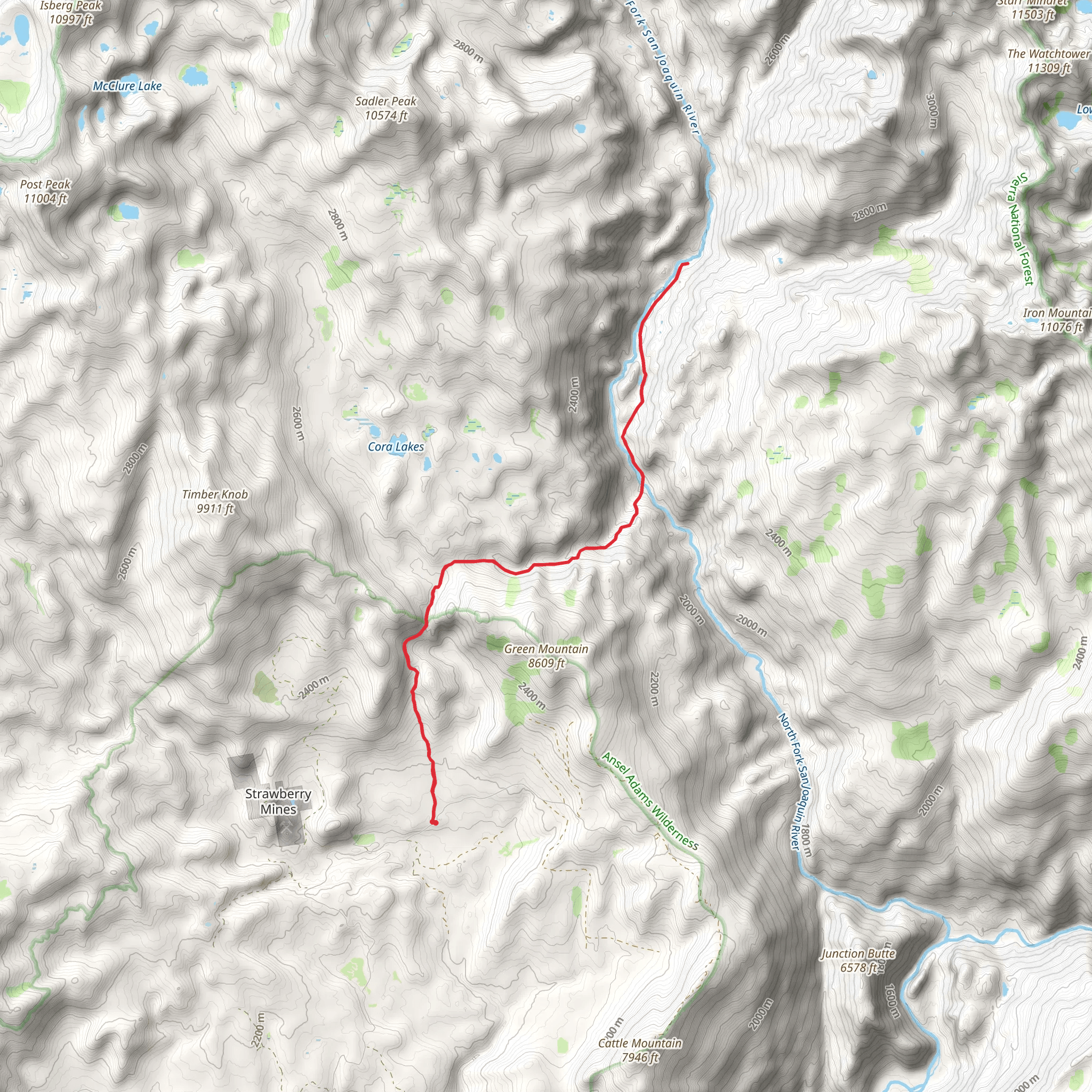 Cora Creek via Isberg Trail mobile static map