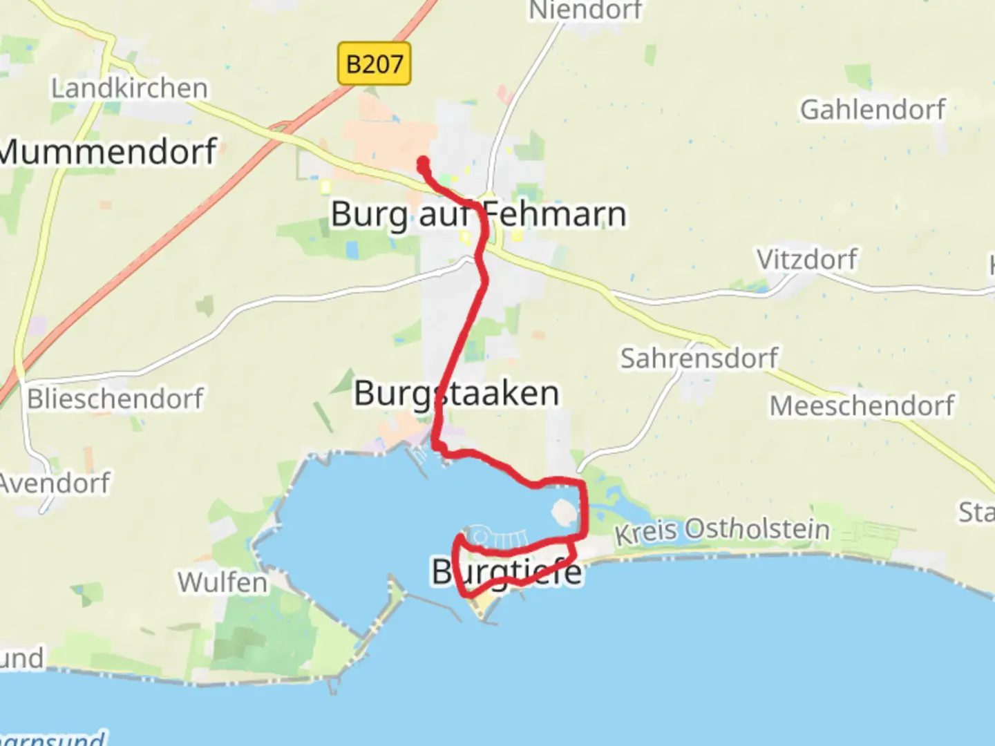 An image depicting the trail Burgtiefe Loop via Dein Schloss and Burtiefe Burg Burgtiefe and its surrounding area.