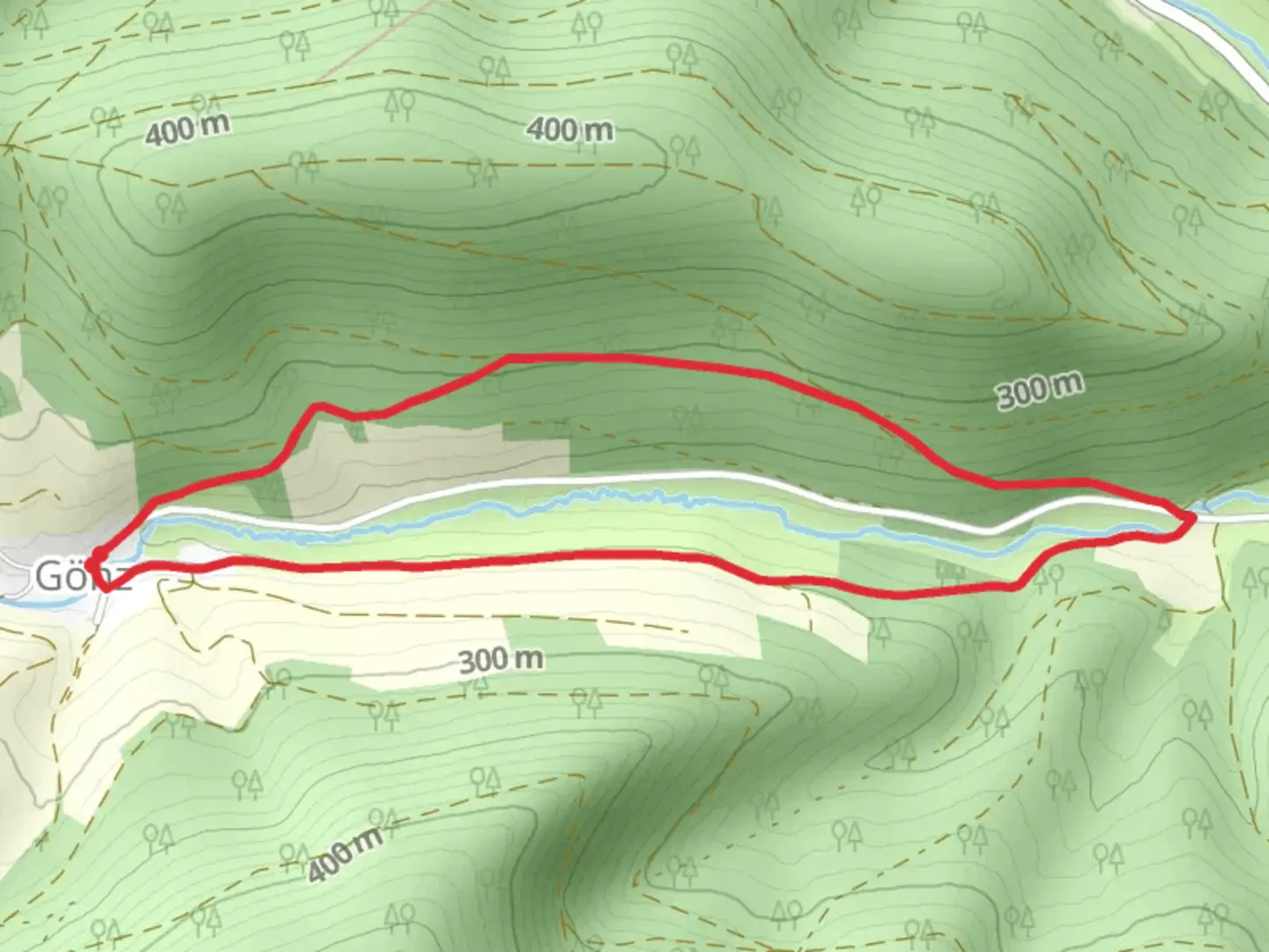 An image depicting the trail Rundwanderweg Goenz Loop and its surrounding area.