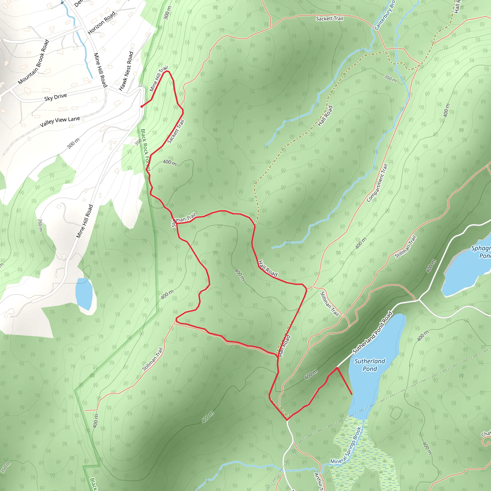 Sutherland Pond via Stillman Trail and Hall Road mobile static map