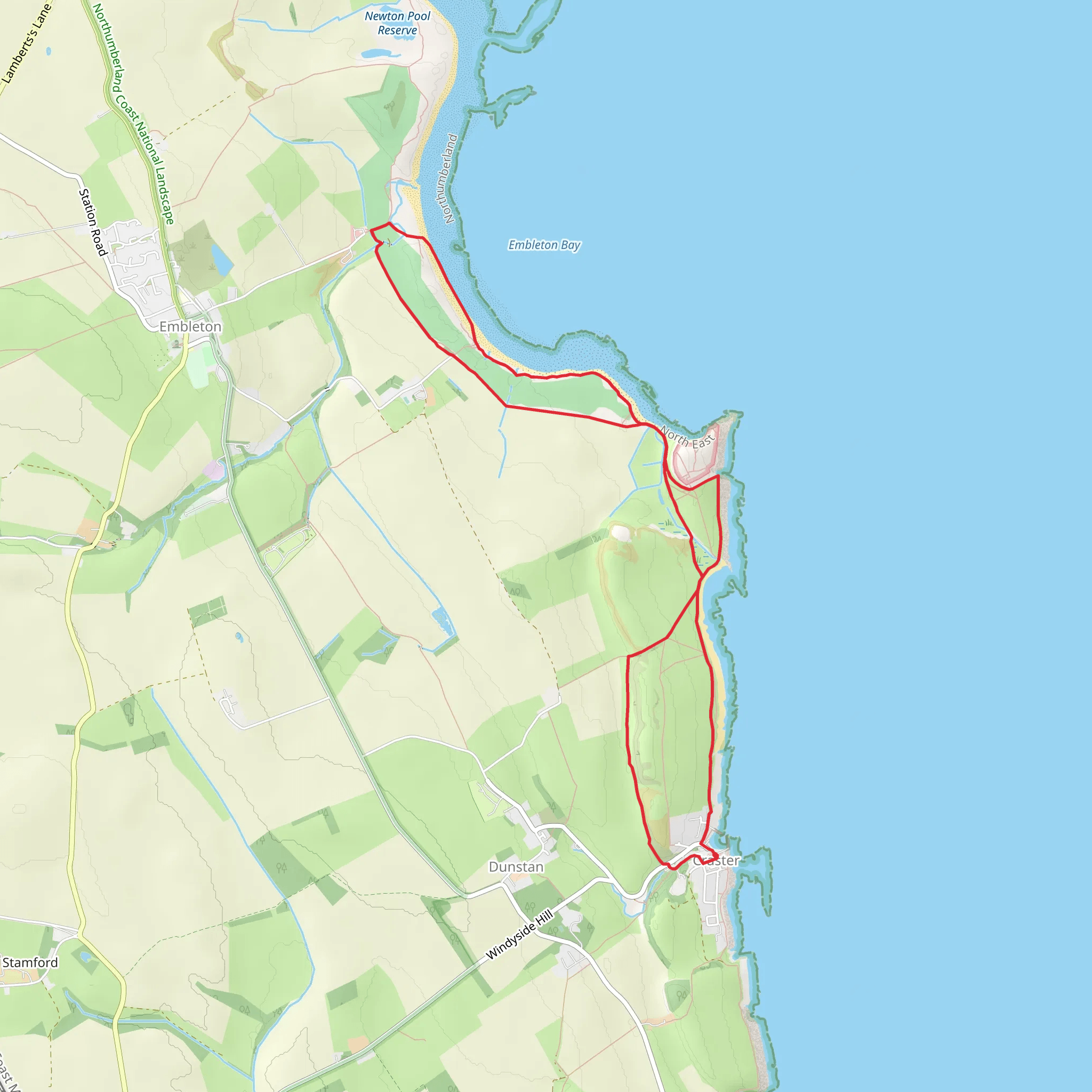 Dunstanburgh Castle and England Coast Path mobile static map