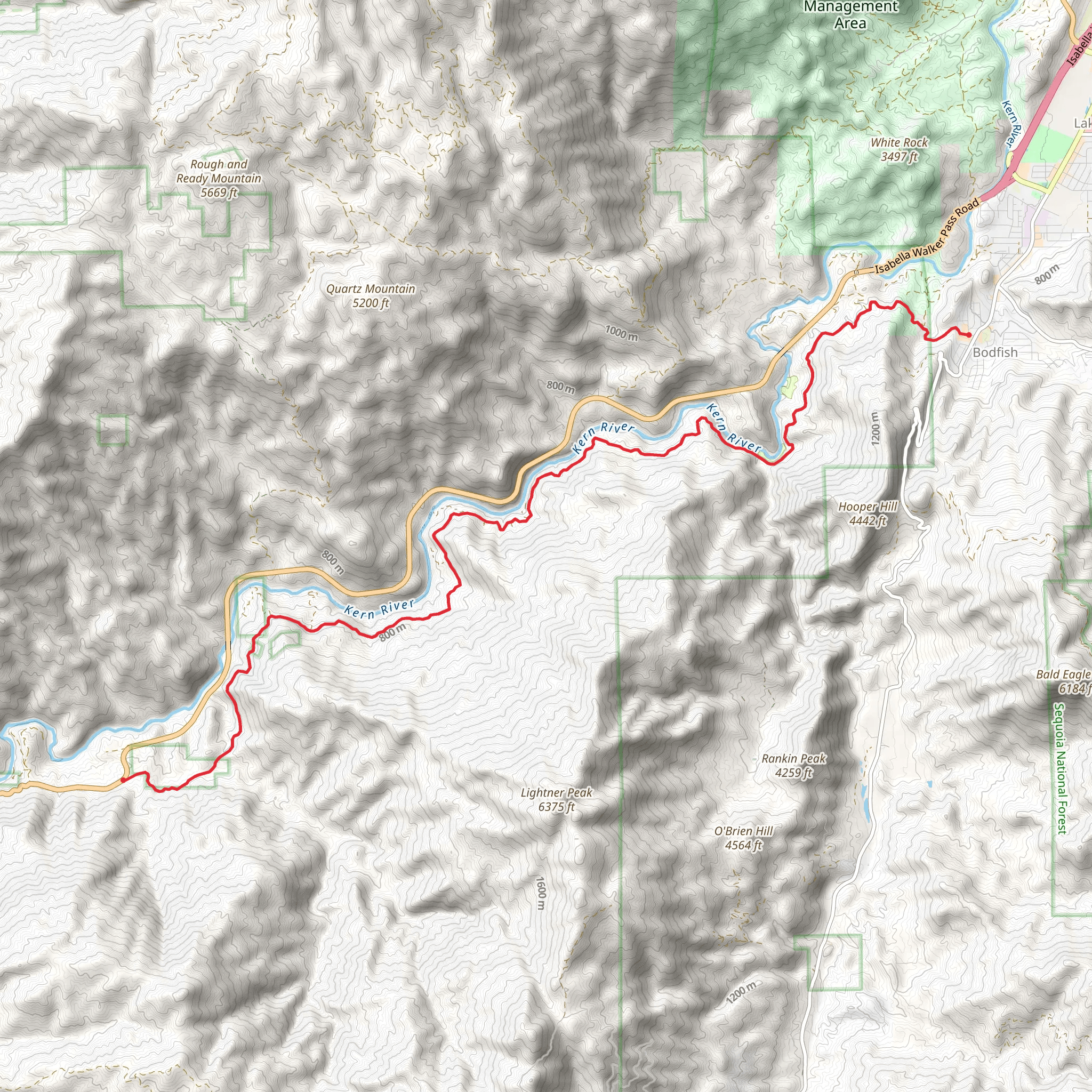 Kern Canyon Road mobile static map