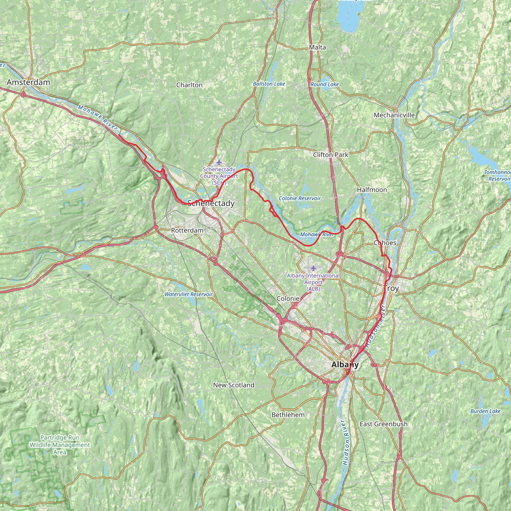 Mohawk-Hudson Bike-Hike Trail mobile static map