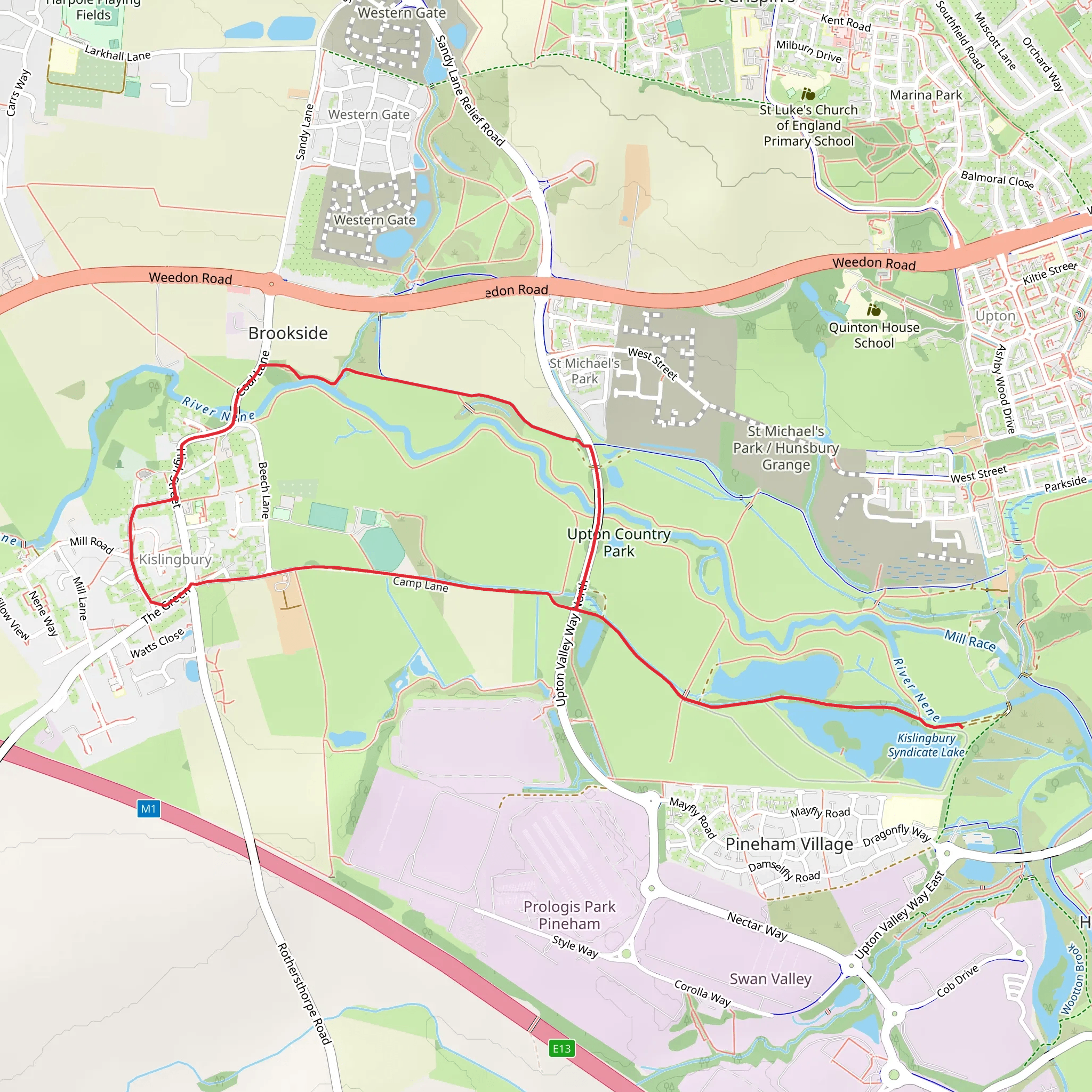 Kislingbury and Kislingbury Syndicate Lake Loop mobile static map