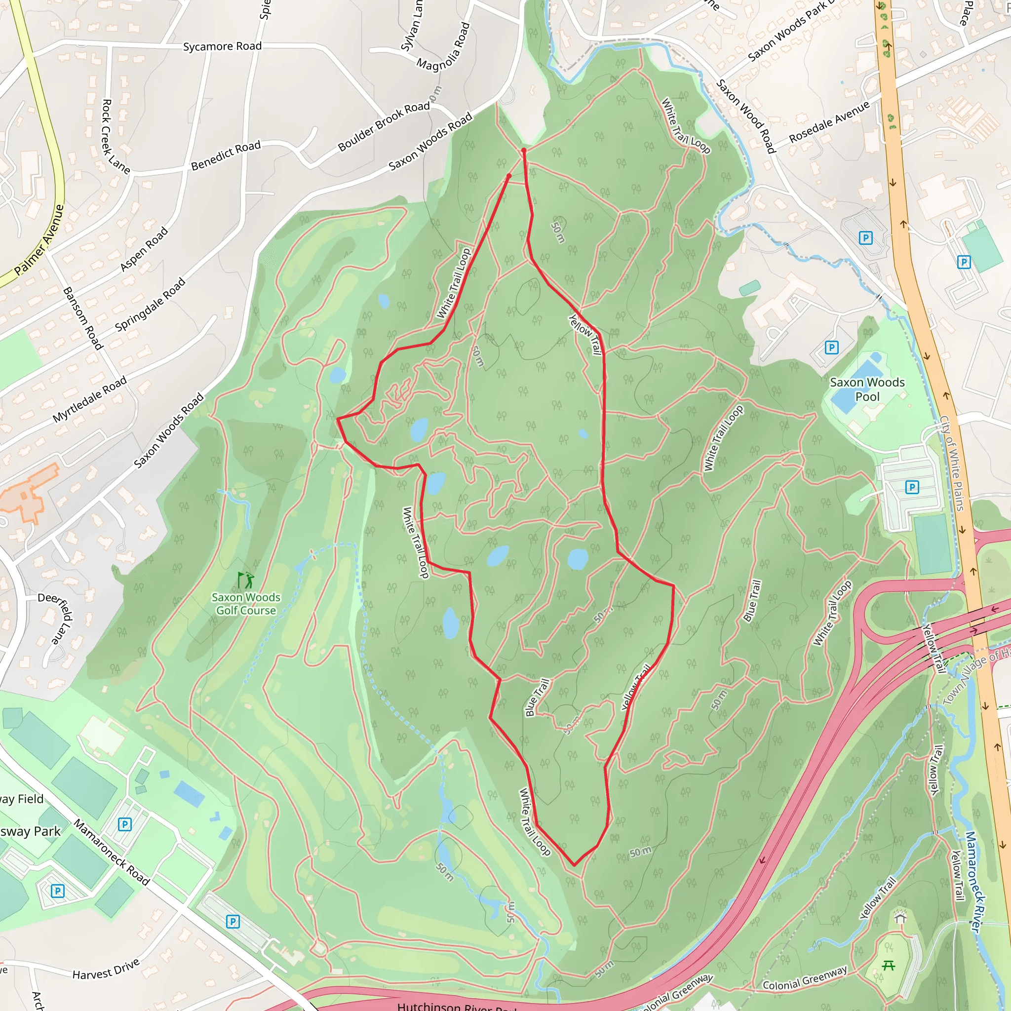 Saxon Woods Park Loop mobile static map