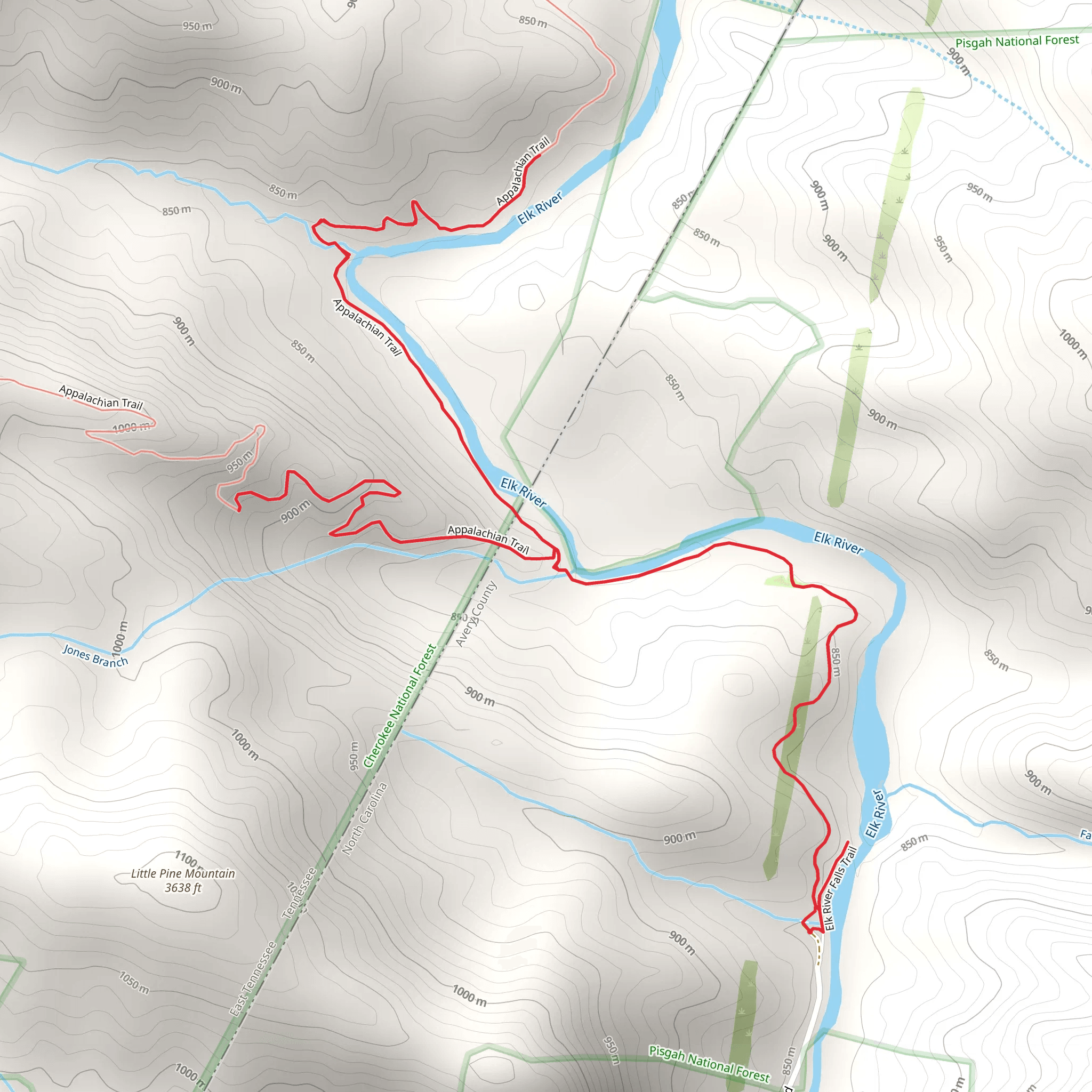 Elk River and Falls - Appalachian Trail mobile static map