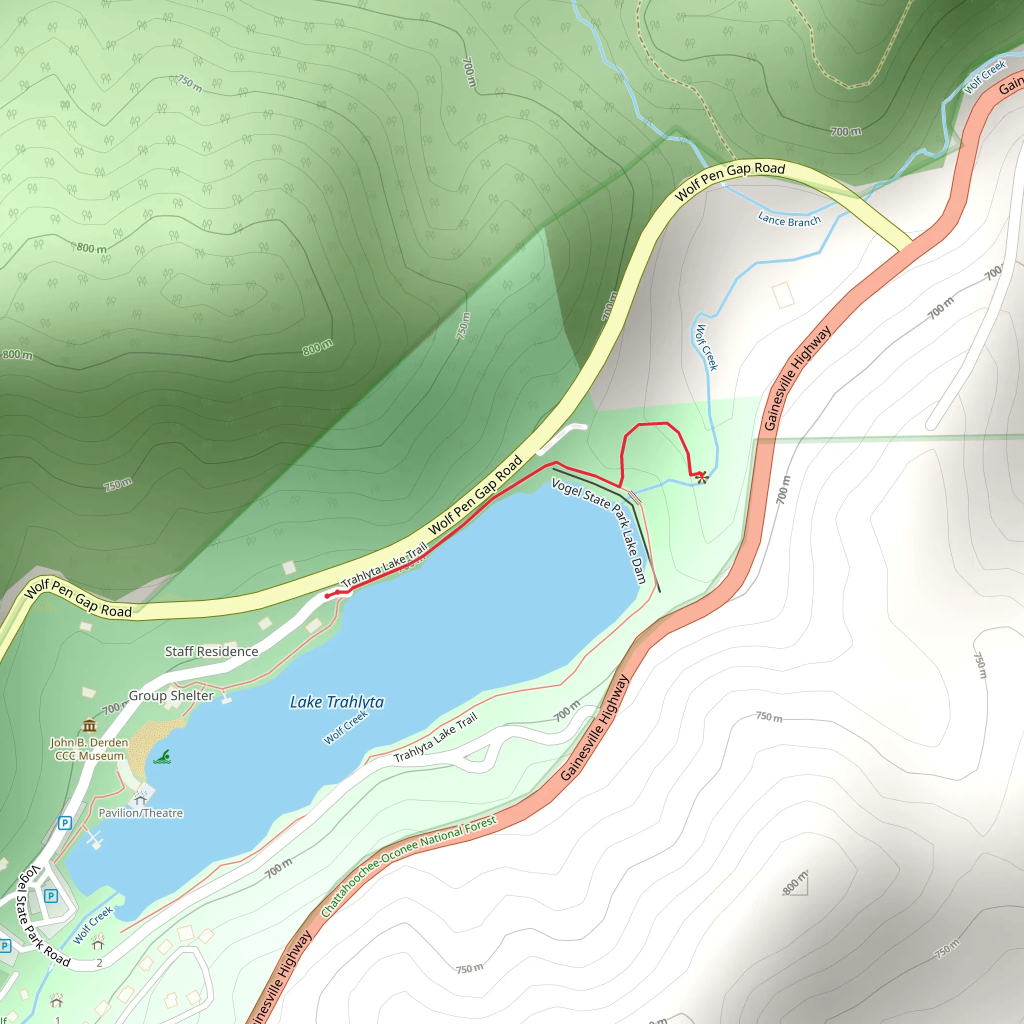 Vogel State Park Road mobile static map