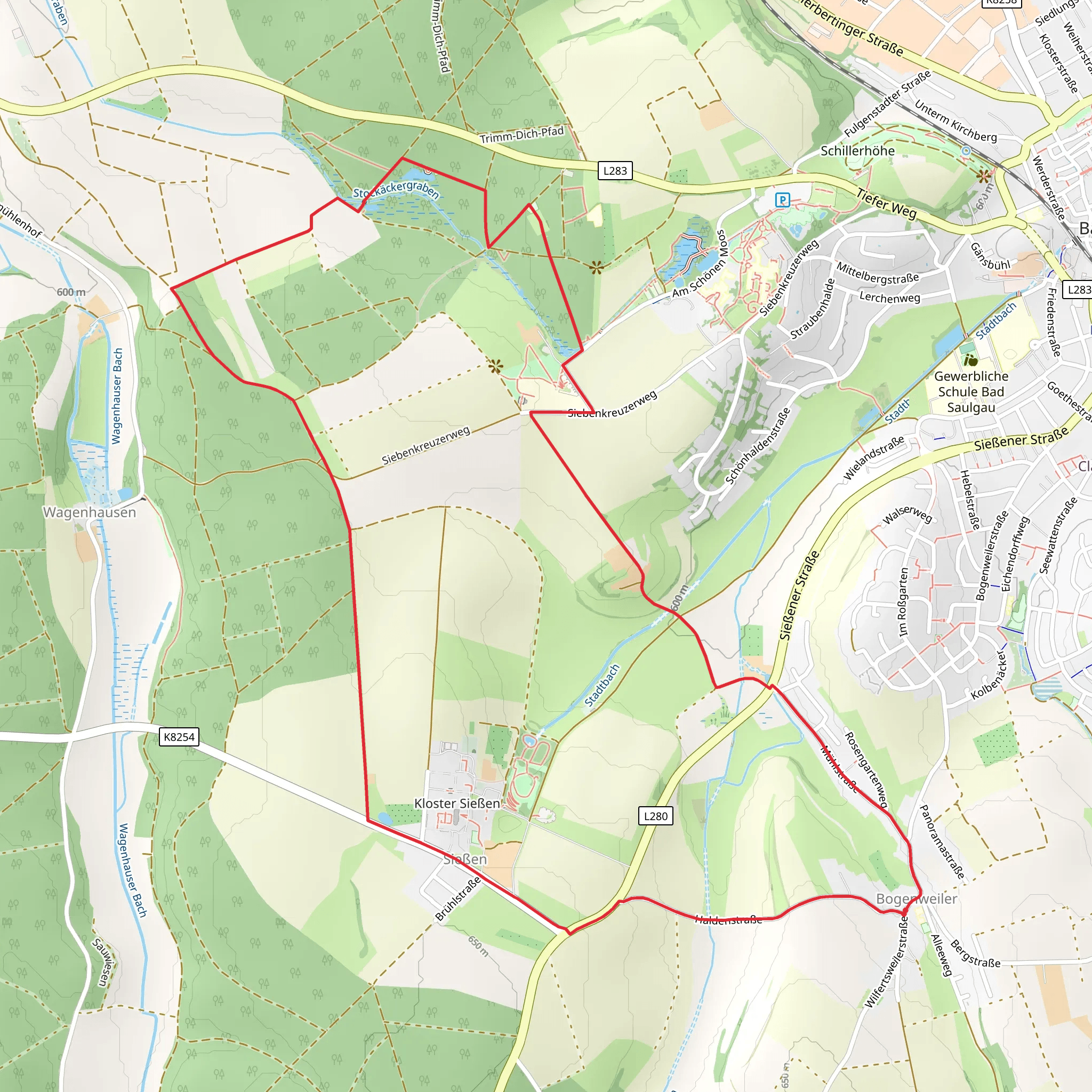 Stockaeckergraben via Rundwanderweg 1 and 2 mobile static map