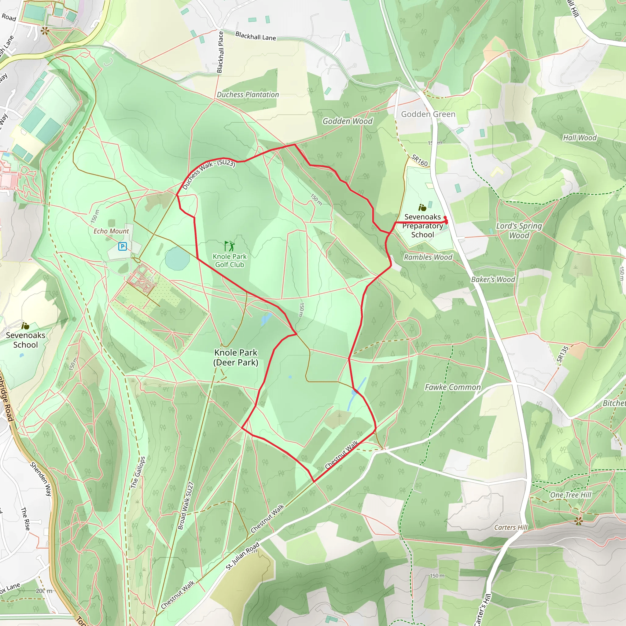Knole Park Duchess Loop mobile static map