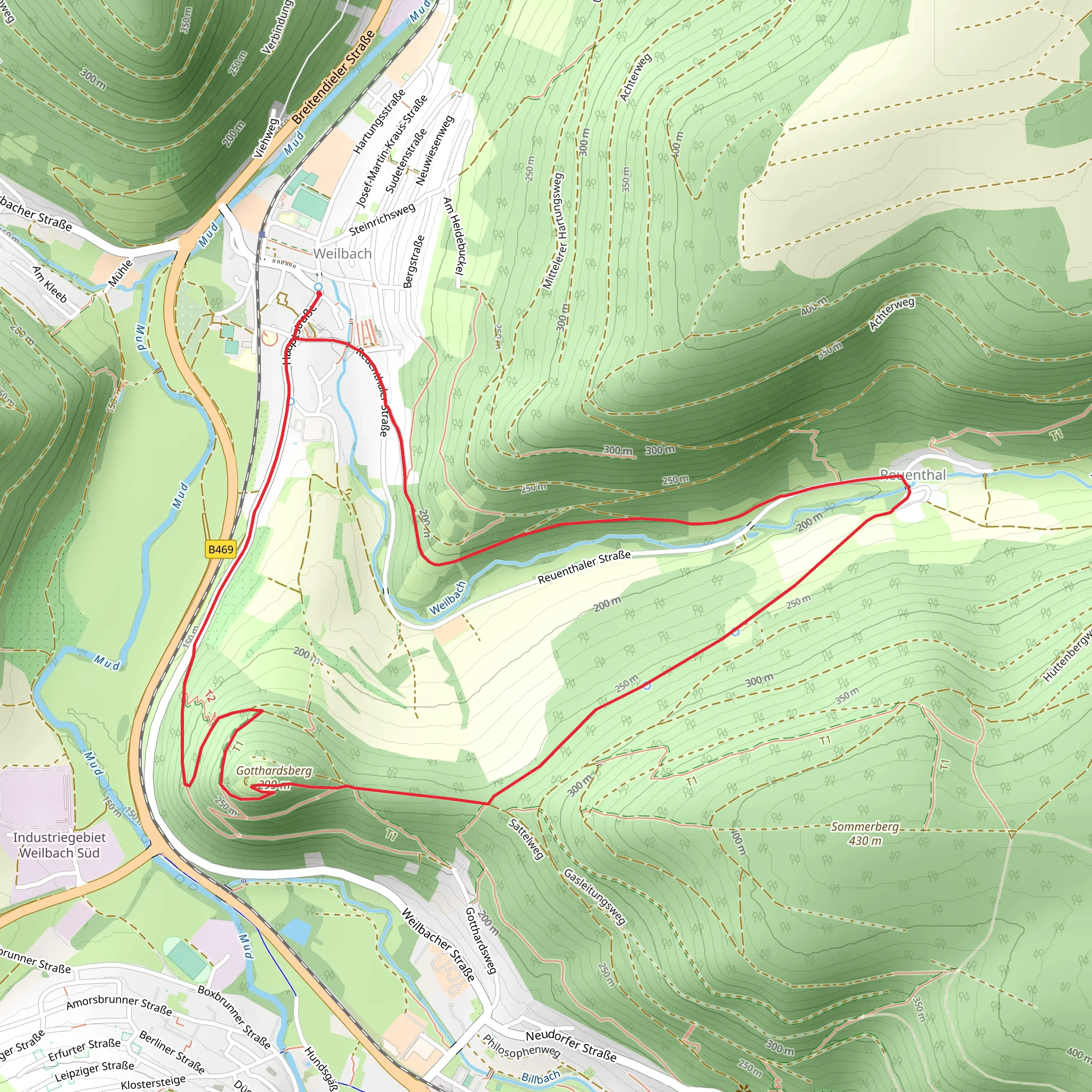 Gotthardsruine Loop from Weilbach mobile static map
