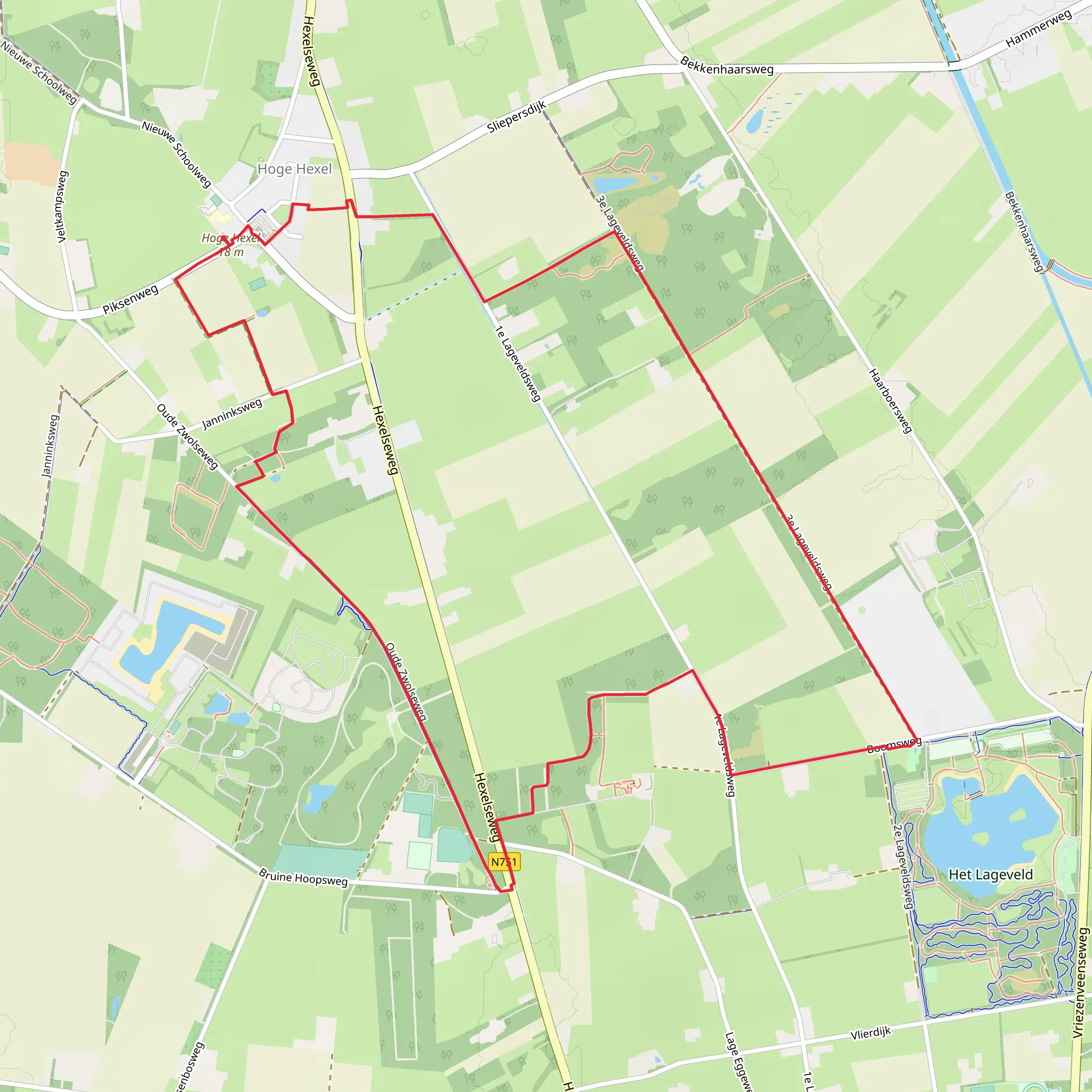 Hoge Hexel via Boomsweg and Oude Zwolseweg mobile static map