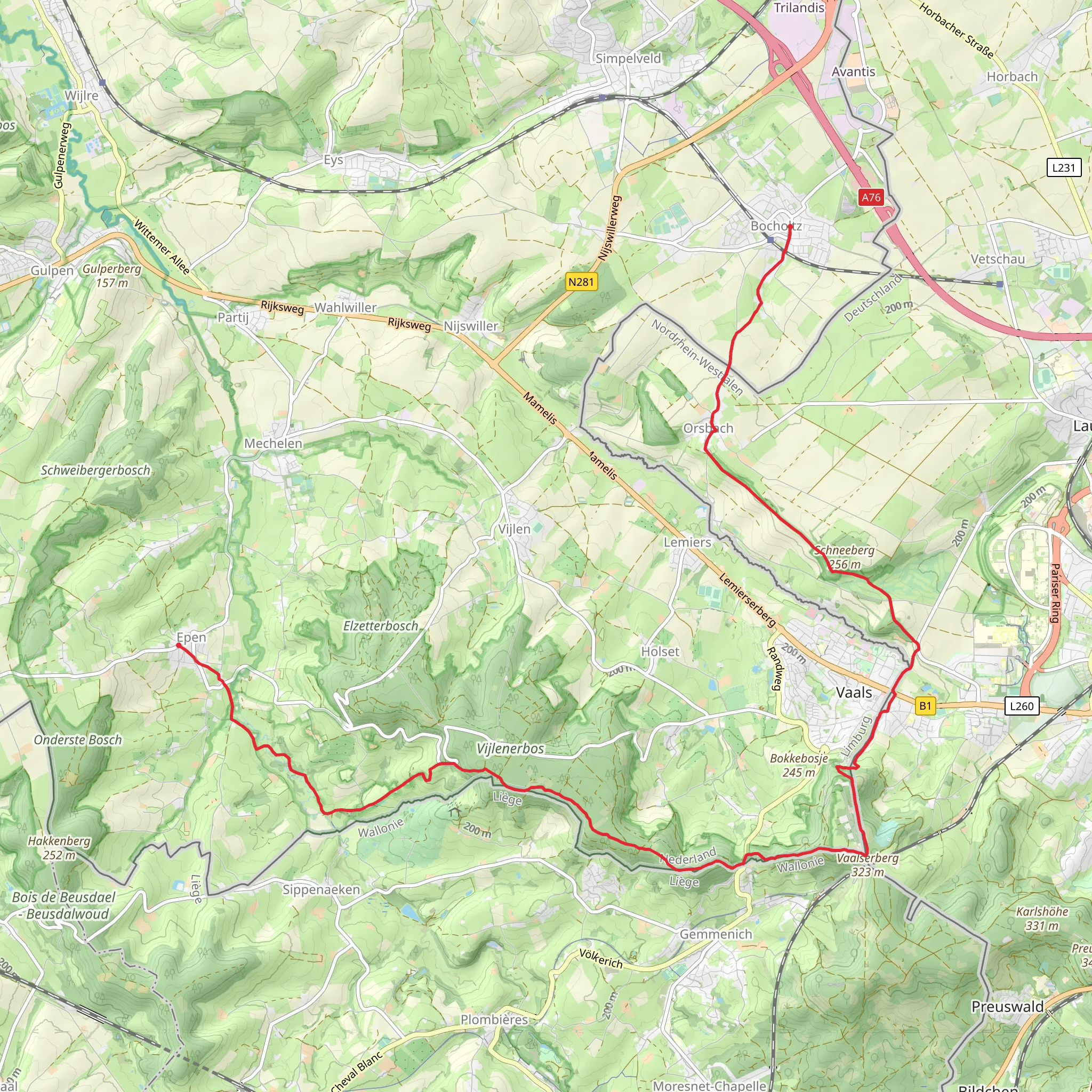Bochoitz to Epen via Schimperbosch and Vernelsbergh mobile static map